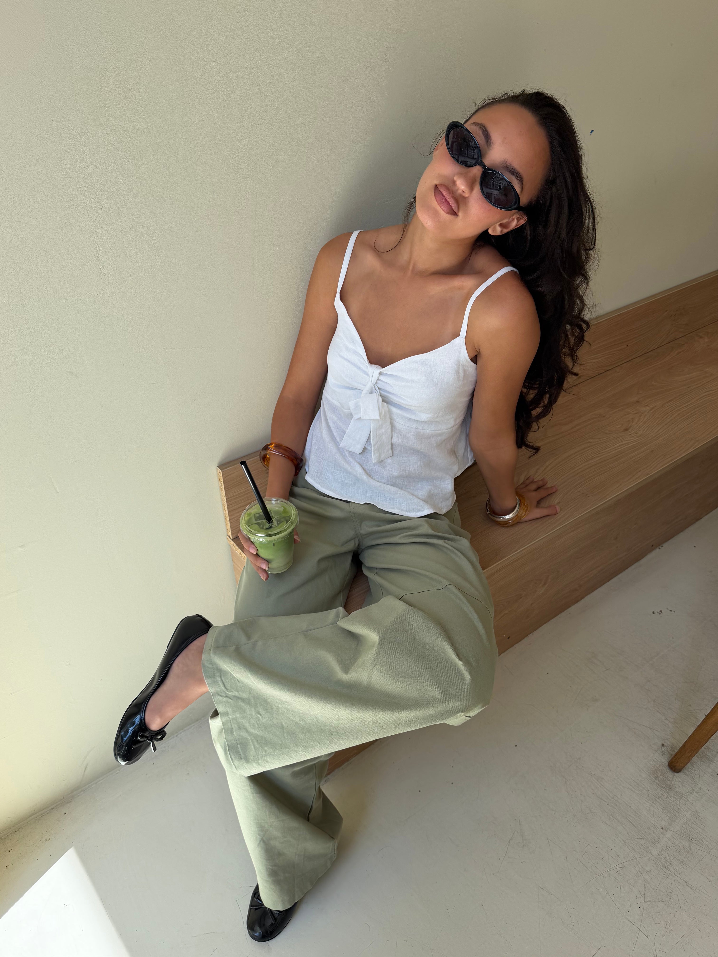 CARMEN LINEN CAMI TOP WIT