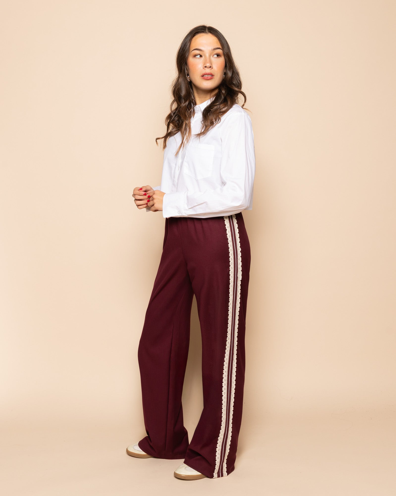 CROCHET TAPE PANTALON BURGUNDY
