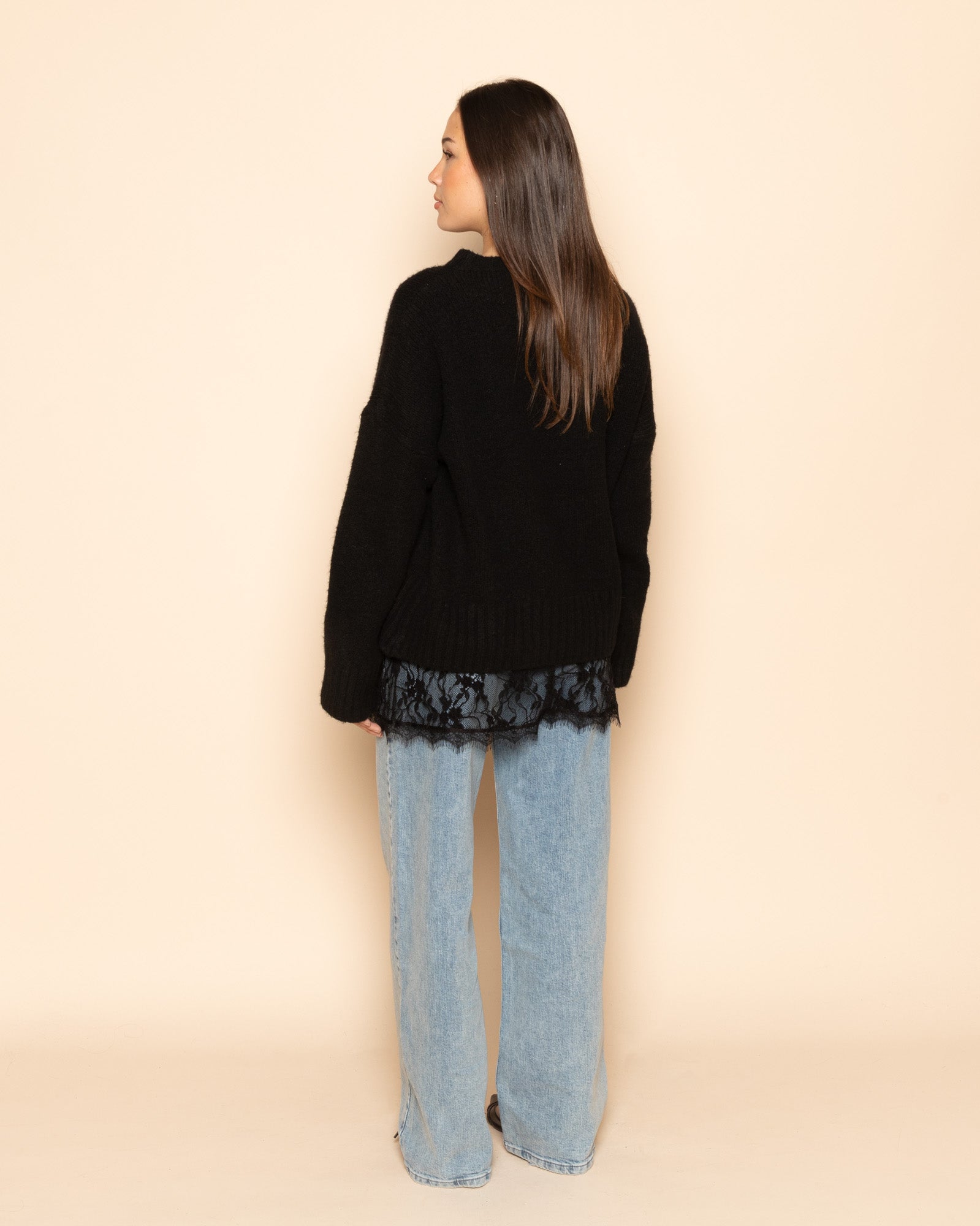 LACE CAMI DRESS ZWART