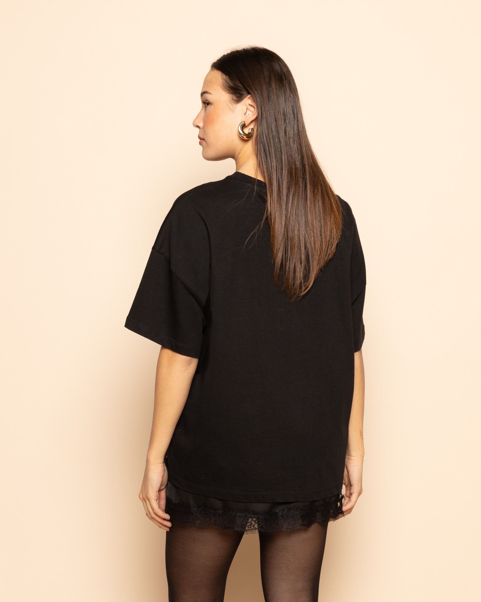 SATIN LACE SKIRT ZWART