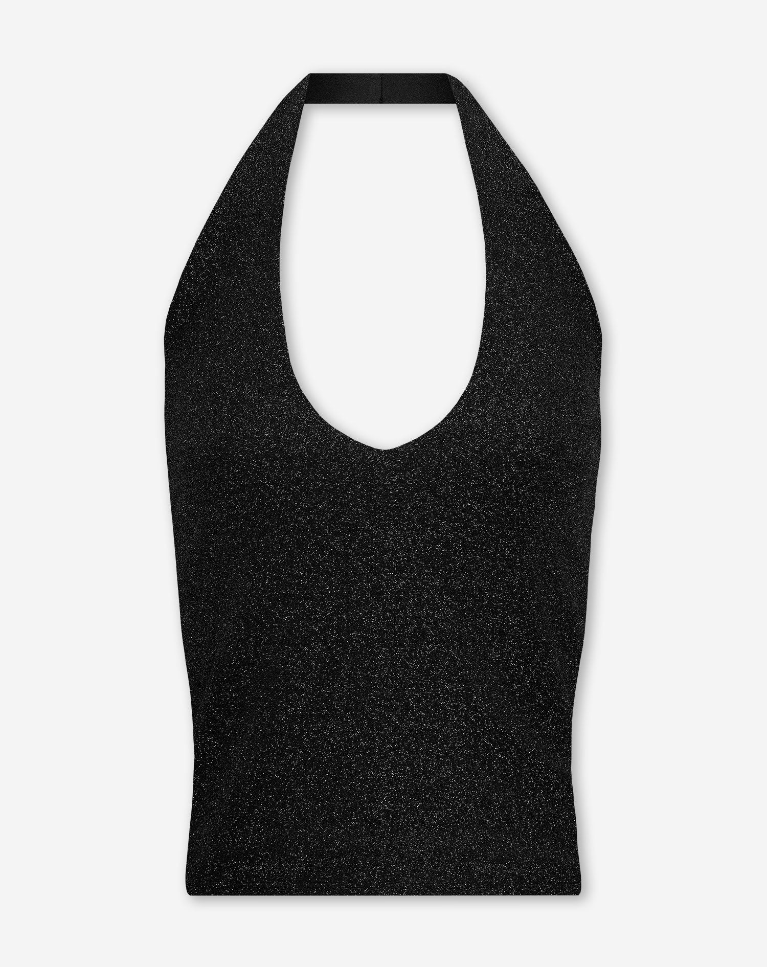 GLITTER HALTER TOP BLACK