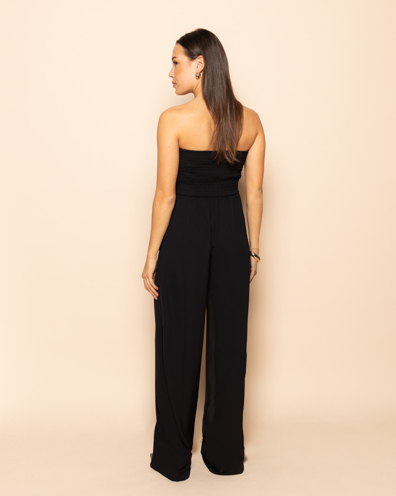 ISA STRAPLESS JUMPSUIT PETITE ZWART