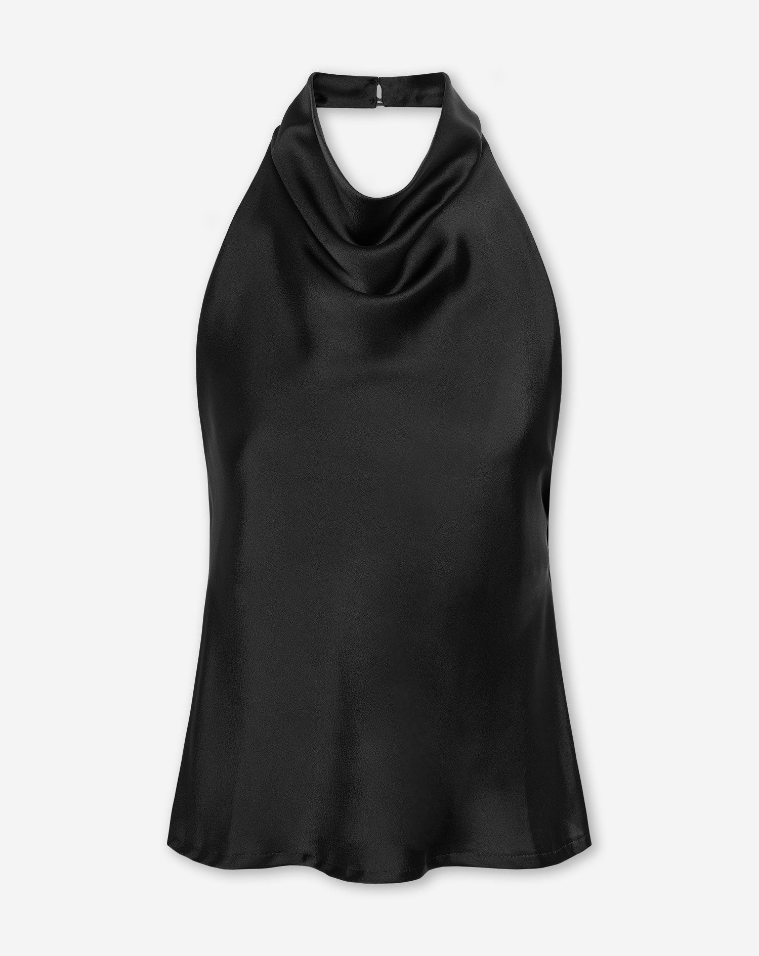 SATIN HALTER TOP BLACK