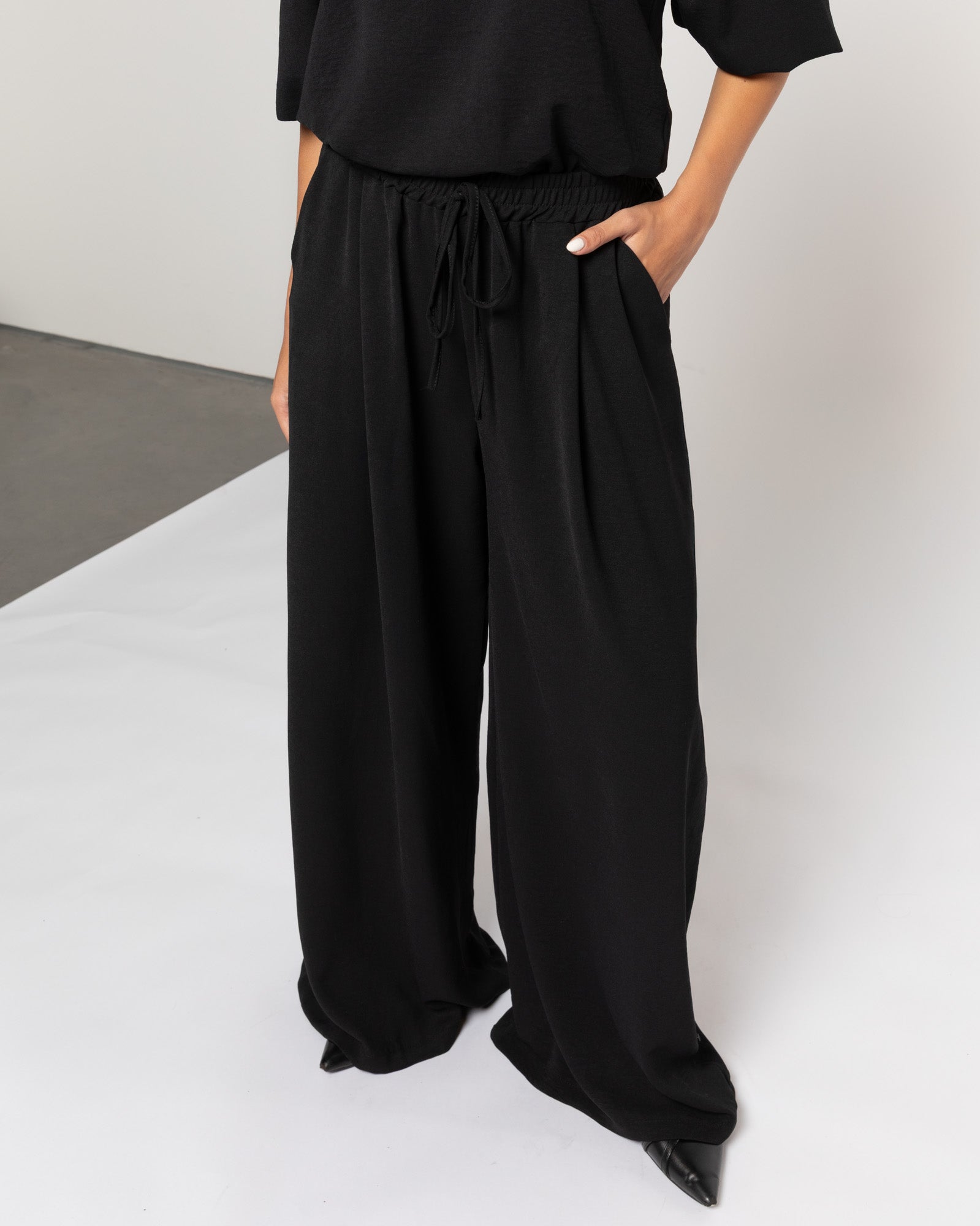JULIE WIDE LEG PANTALON BLACK