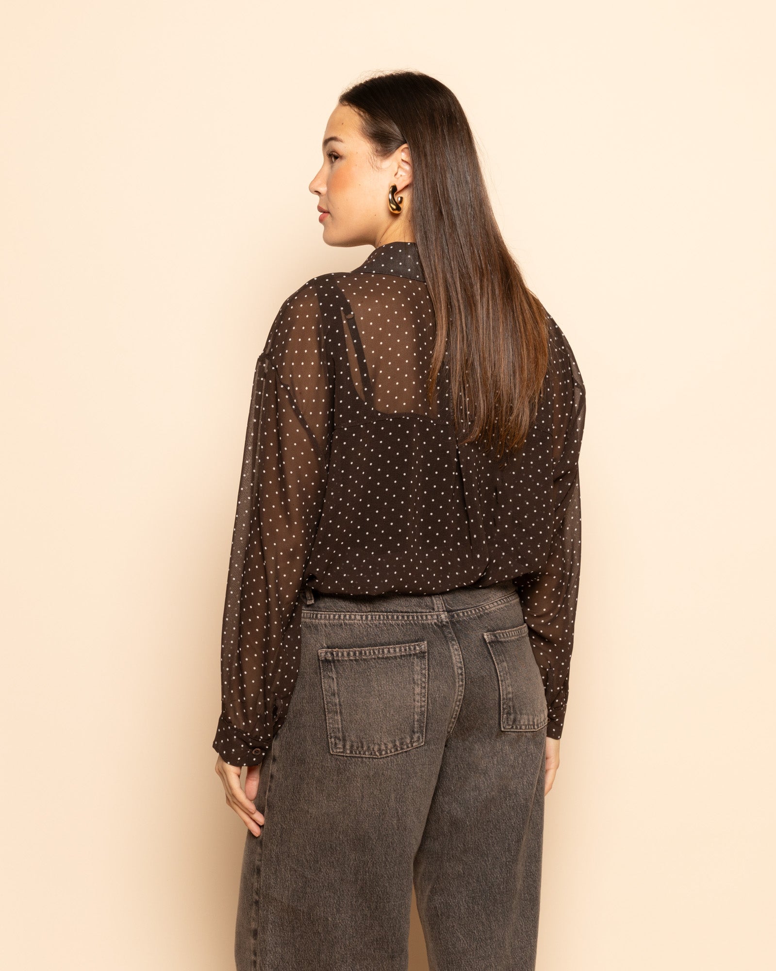 DANA SMALL DOTS BLOUSE BROWN