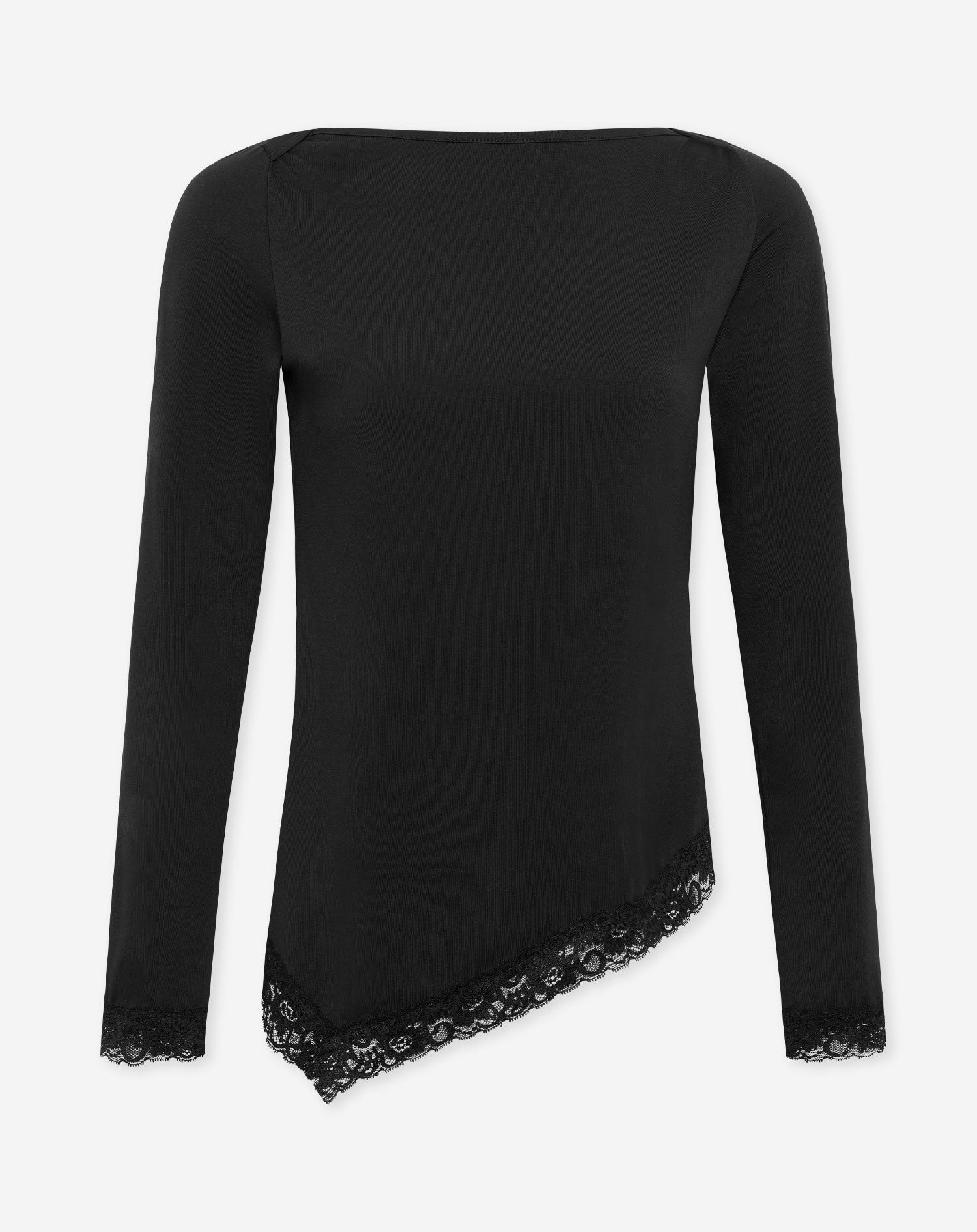 TAMAR ASYMMETRIC LACE TOP BLACK