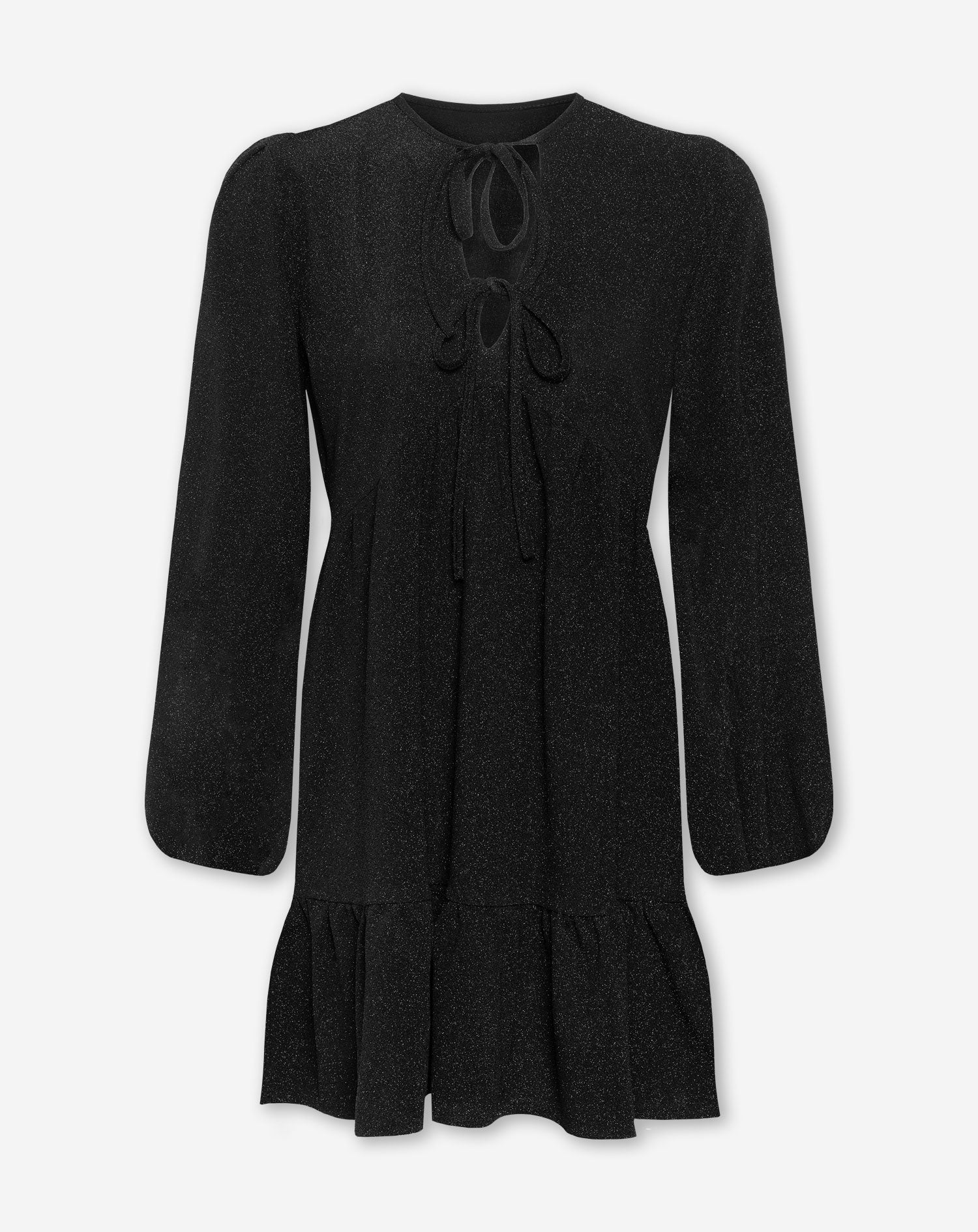 JULIE GLITTER RUFFLE BOWS DRESS BLACK