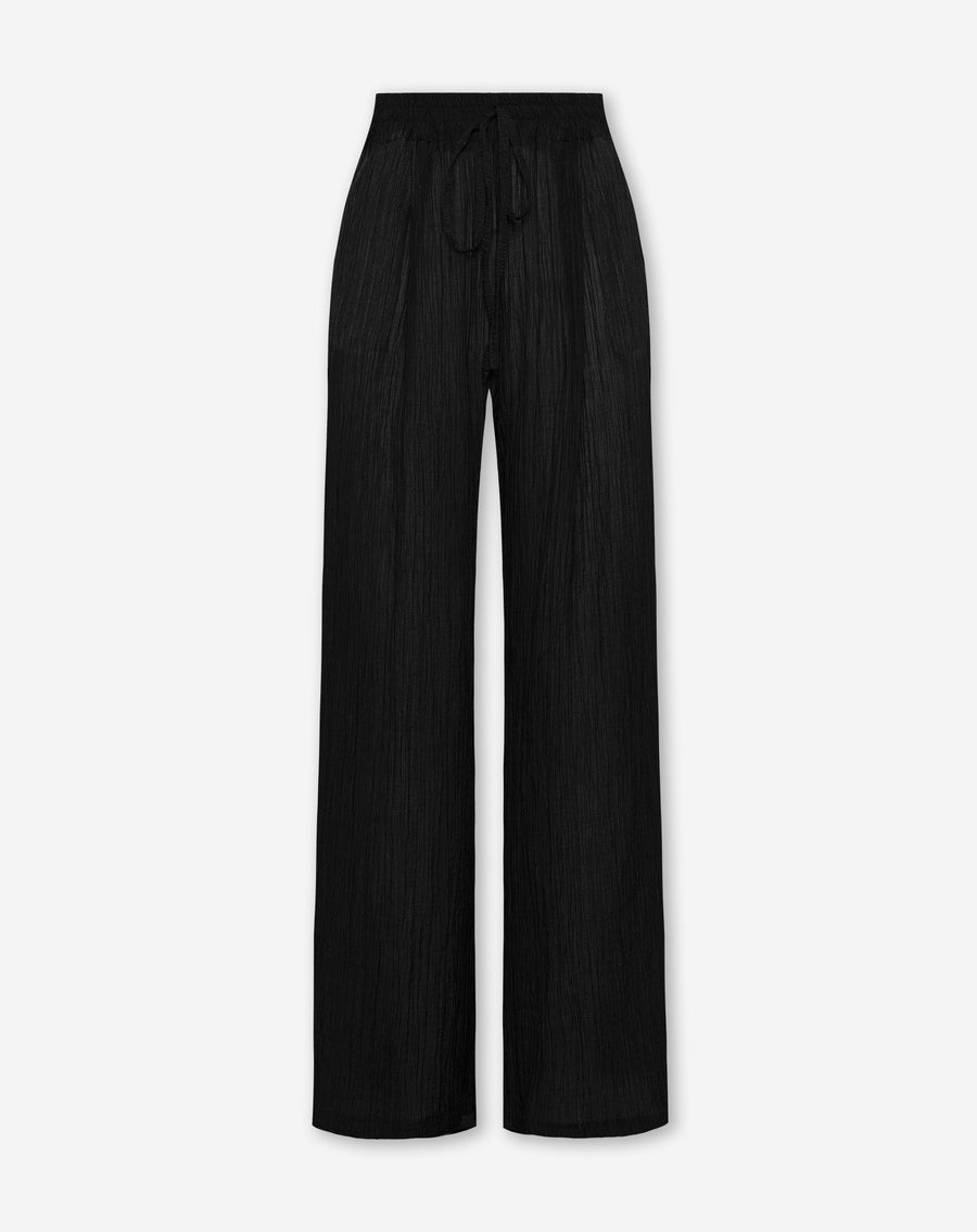 FANCY CHIFFON WIDE LEG PANTS ZWART