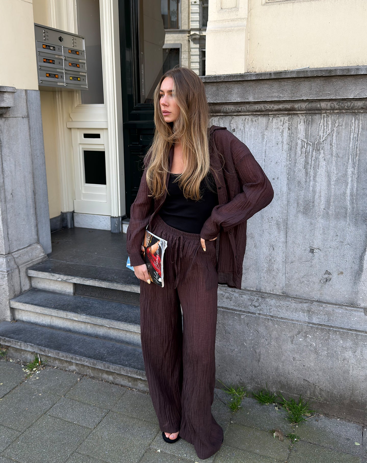 FANCY CHIFFON WIDE LEG PANTS TALL BRUIN