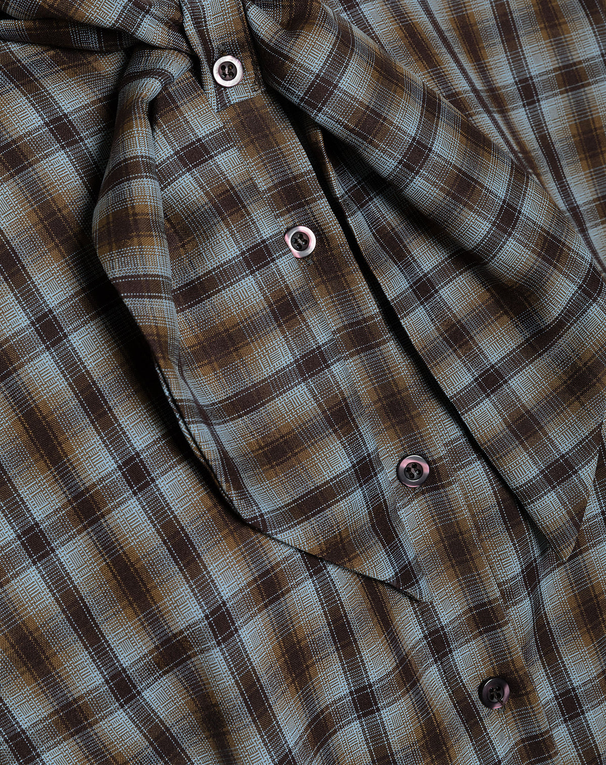 CHECK BOW BLOUSE BROWN