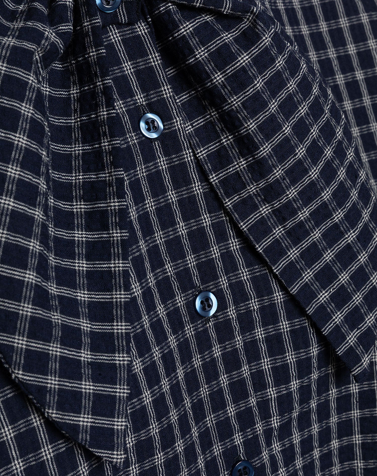 CHECK BOW BLOUSE MARINEBLAUW