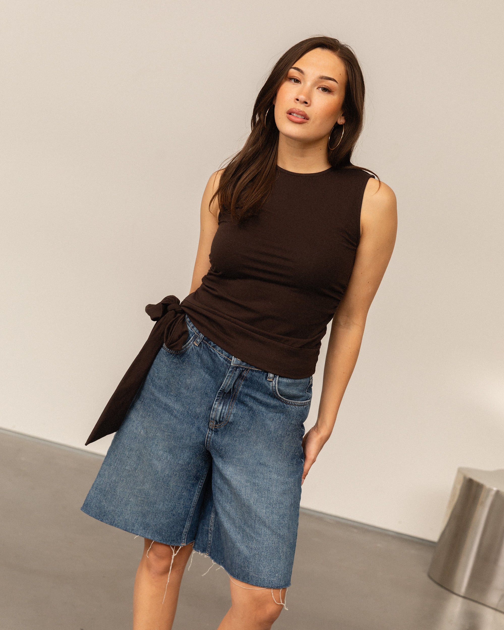 BAGGY DENIM JORT DONKERBLAUW