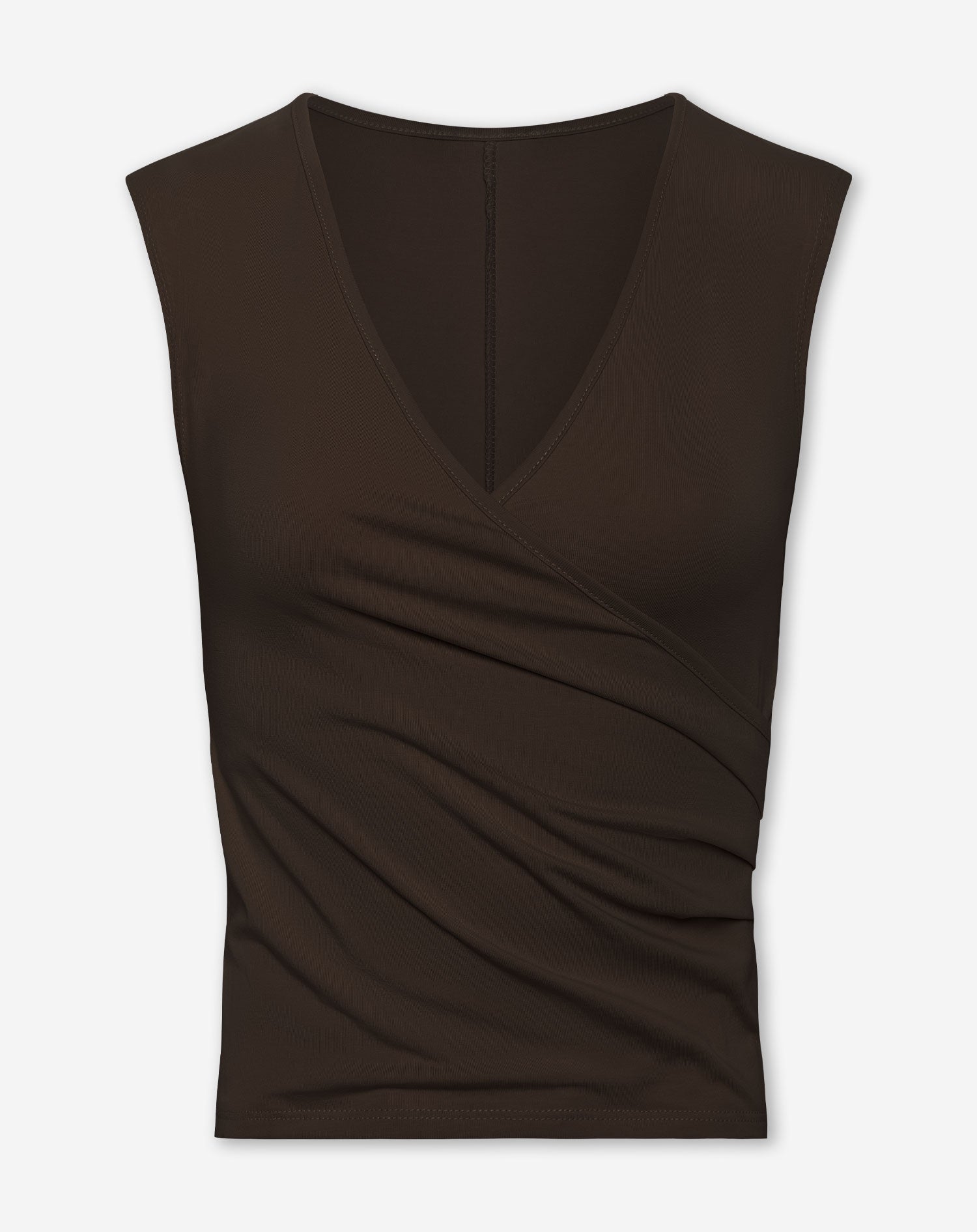 TAMAR WRAP CAP SLEEVE TOP DONKERBRUIN