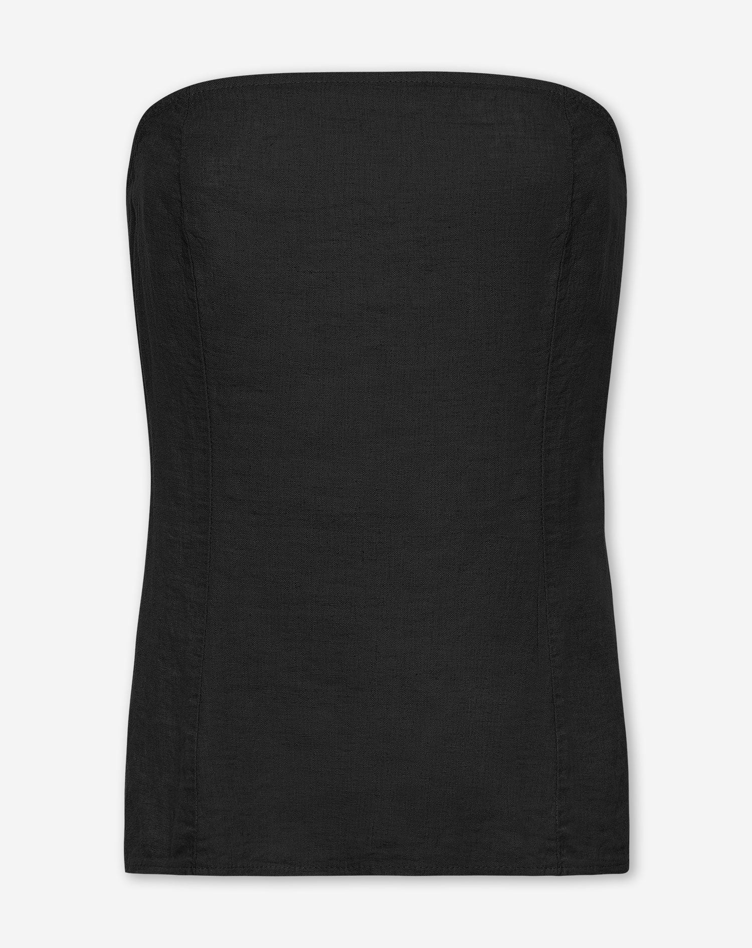 CARMEN LINEN STRAPLESS TOP ZWART