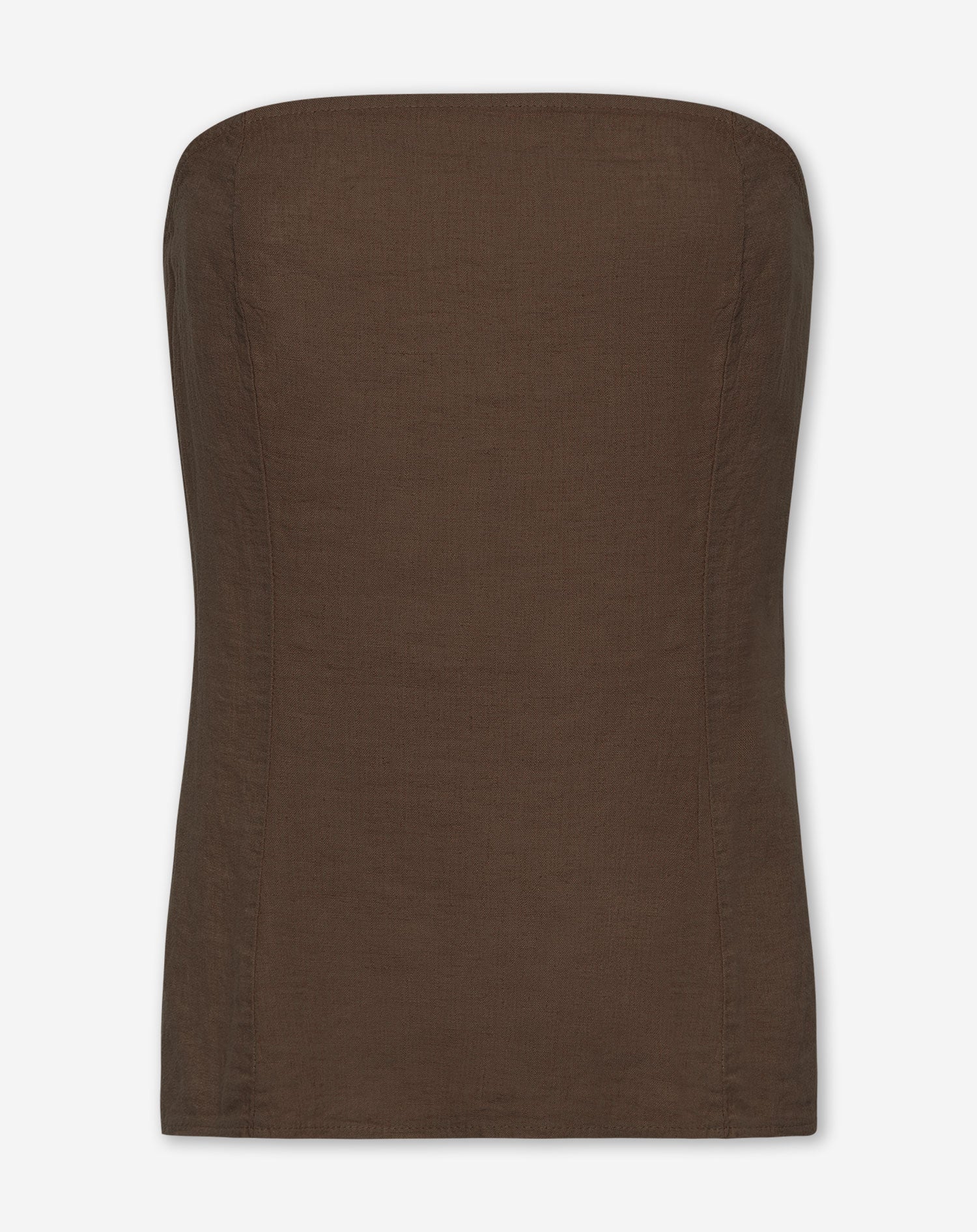CARMEN LINEN STRAPLESS TOP BRUIN