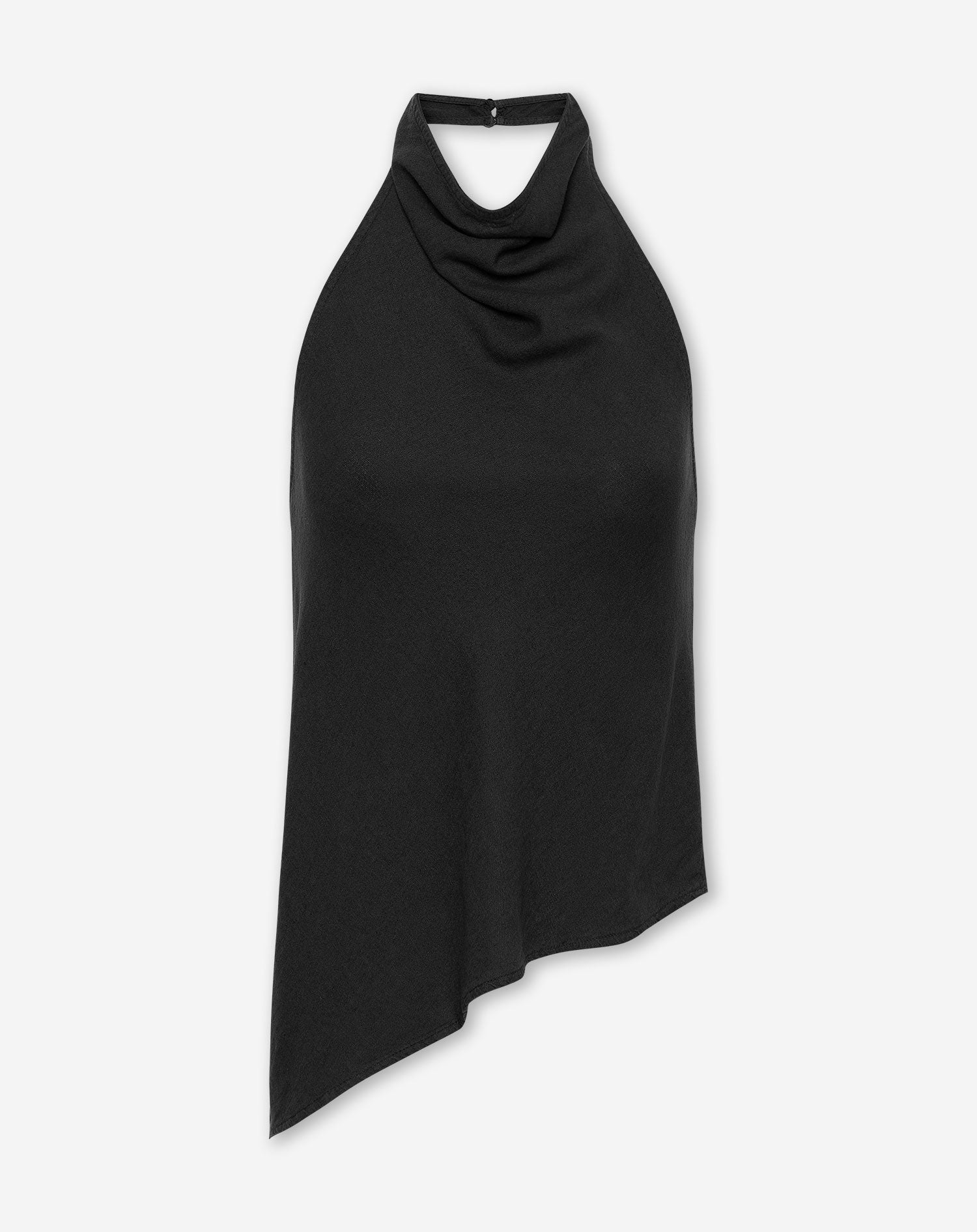 CARMEN LINEN HALTER TOP ZWART