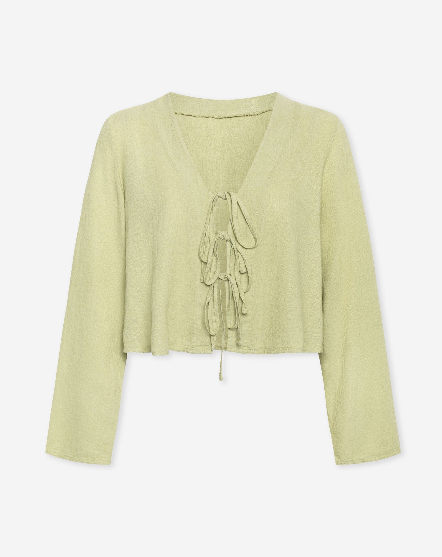 CARMEN LINEN BOW TOP LIGHT OLIVE