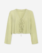 CARMEN LINEN BOW TOP LICHT OLIJFGROEN