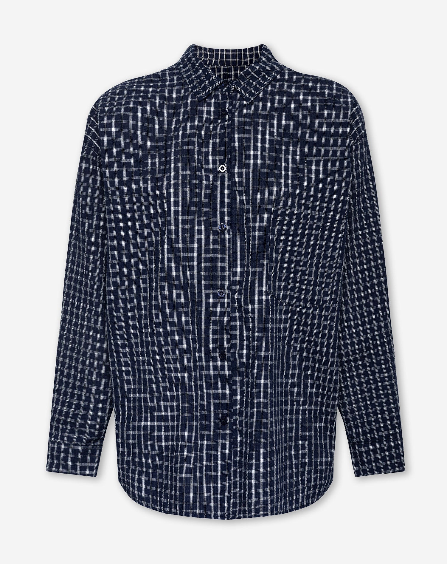 CHECK OVERSIZED BLOUSE MARINEBLAUW