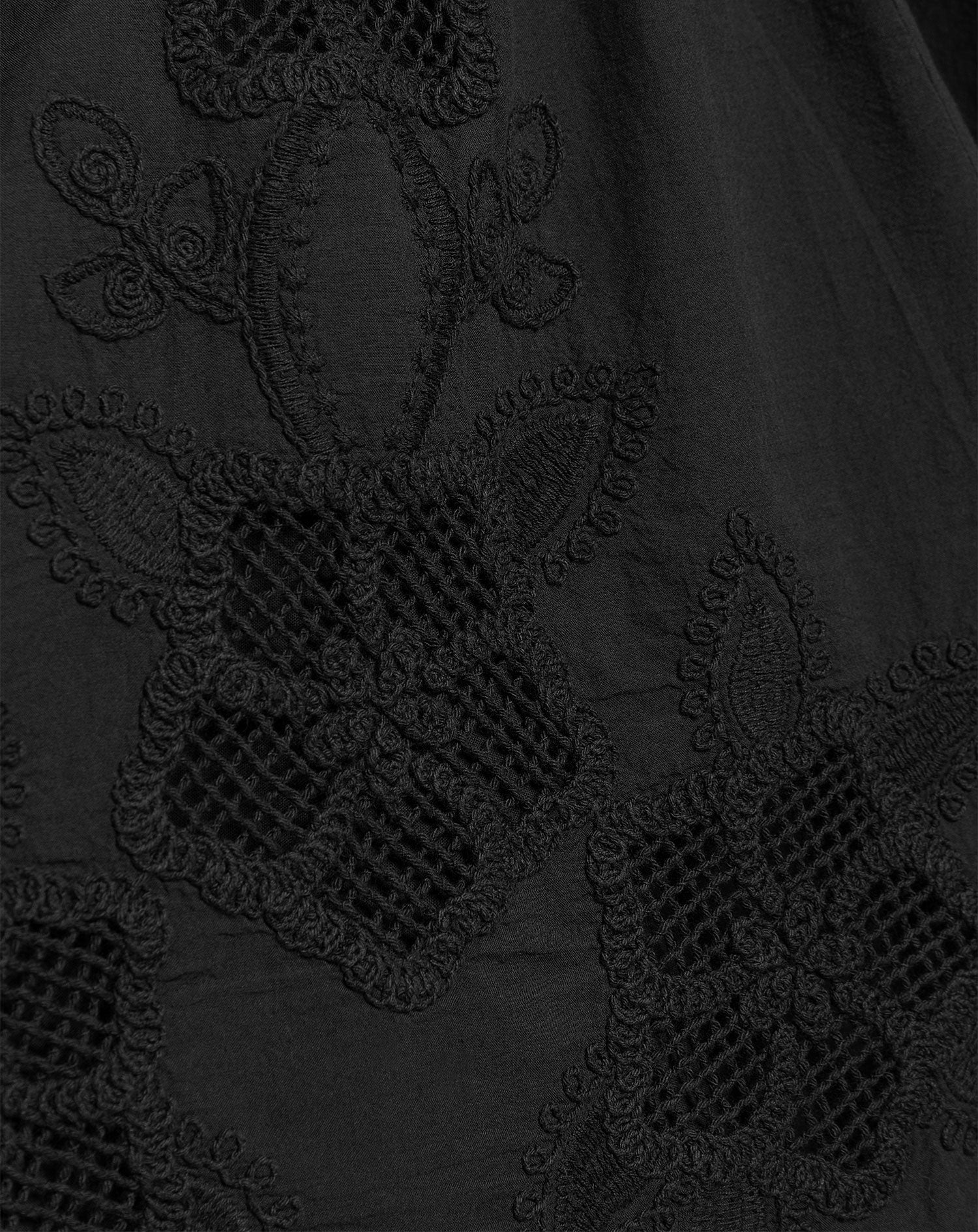 COTTON EMBROIDERY SKIRT ZWART