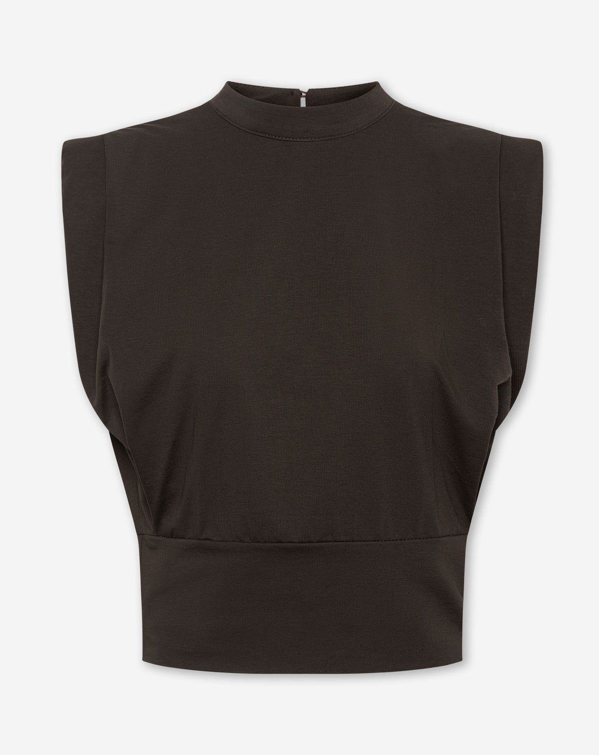 TAMAR PADDED SHOULDER TOP BROWN