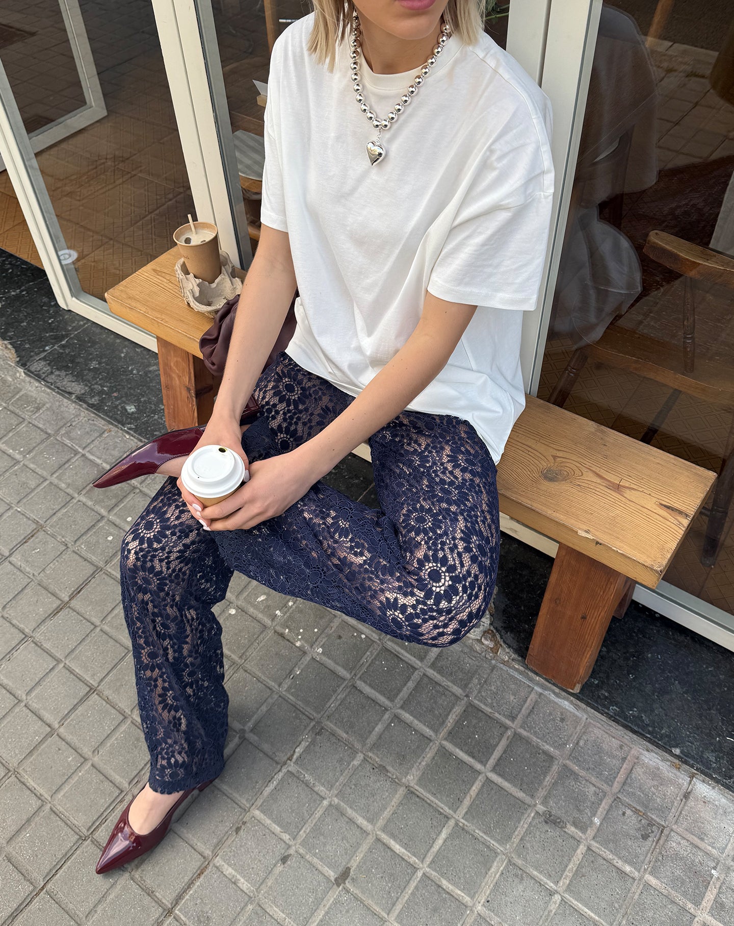 HOLLY LACE PANTS MARINEBLAUW