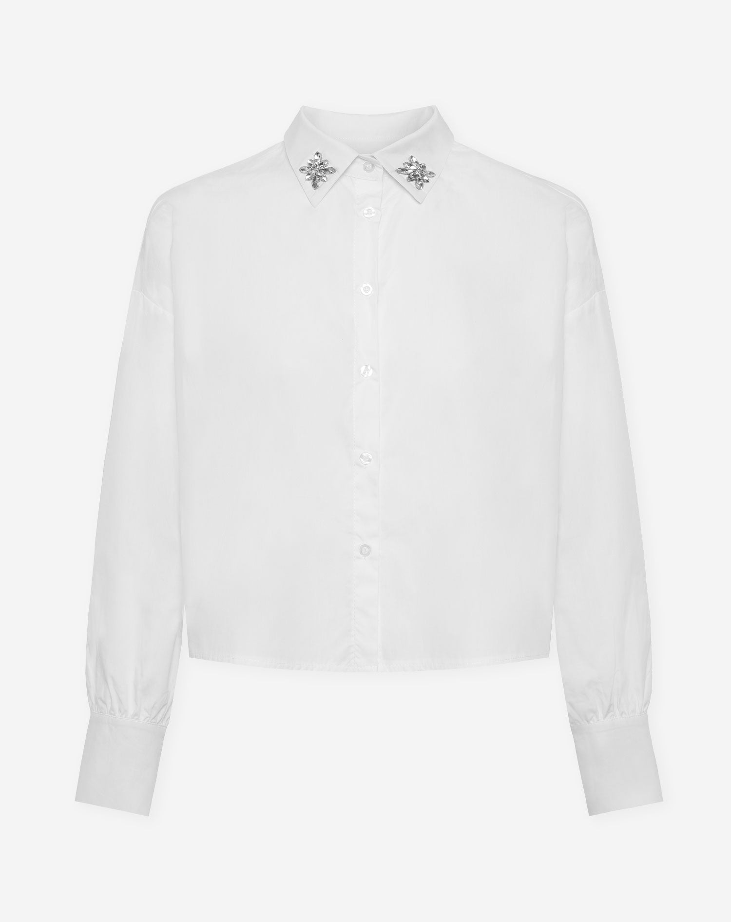 FANCY BUTTON BOW BLOUSE WHITE