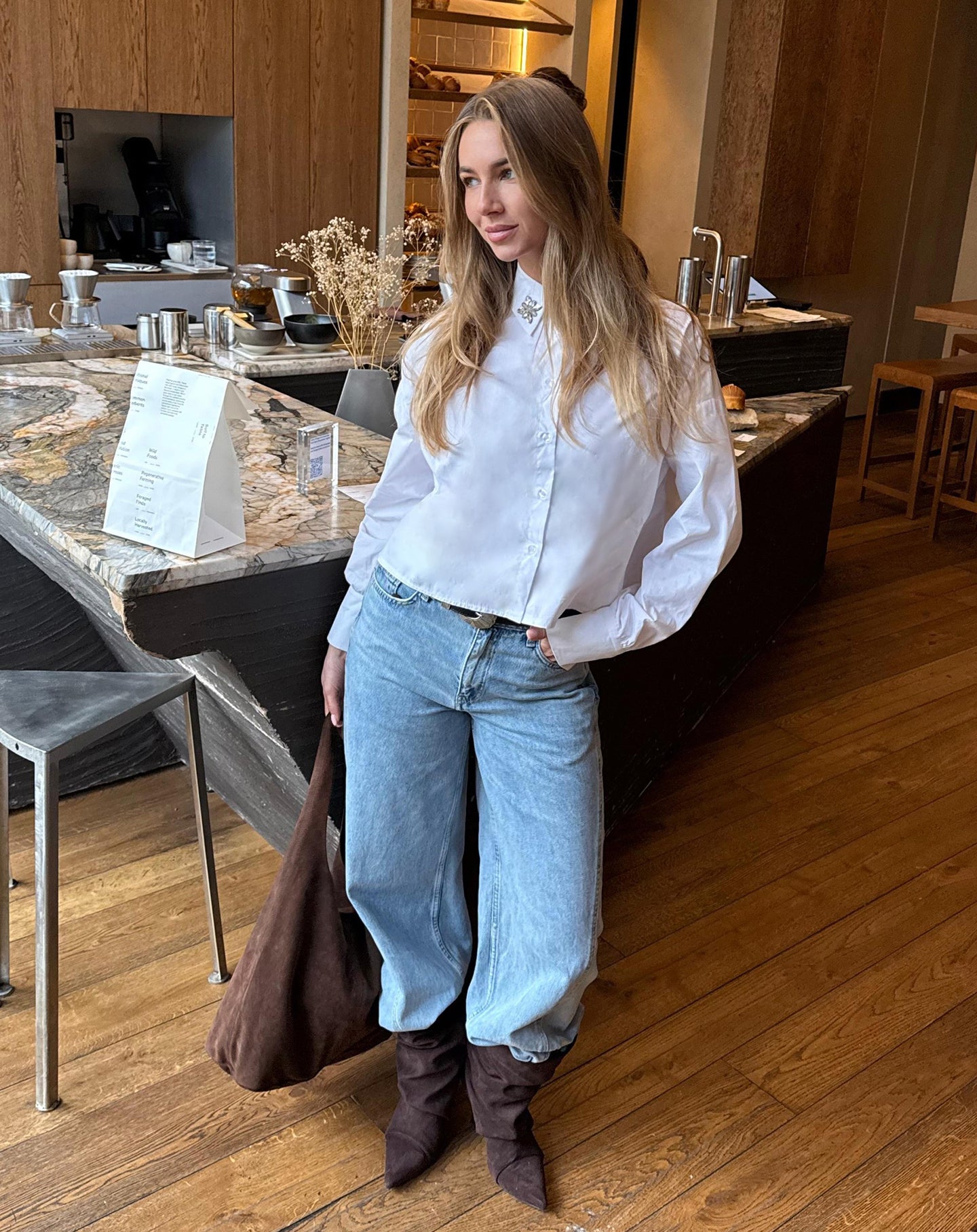 FANCY BUTTON BOW BLOUSE WHITE