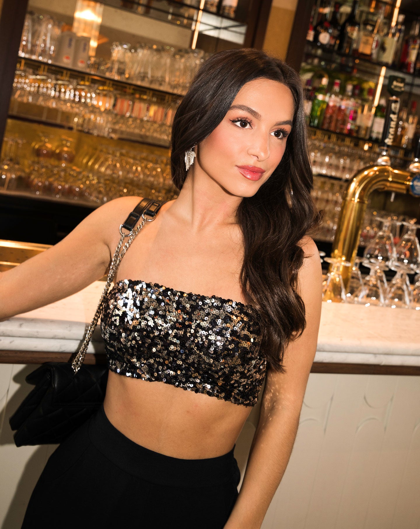 SEQUIN BANDEAU ZWART