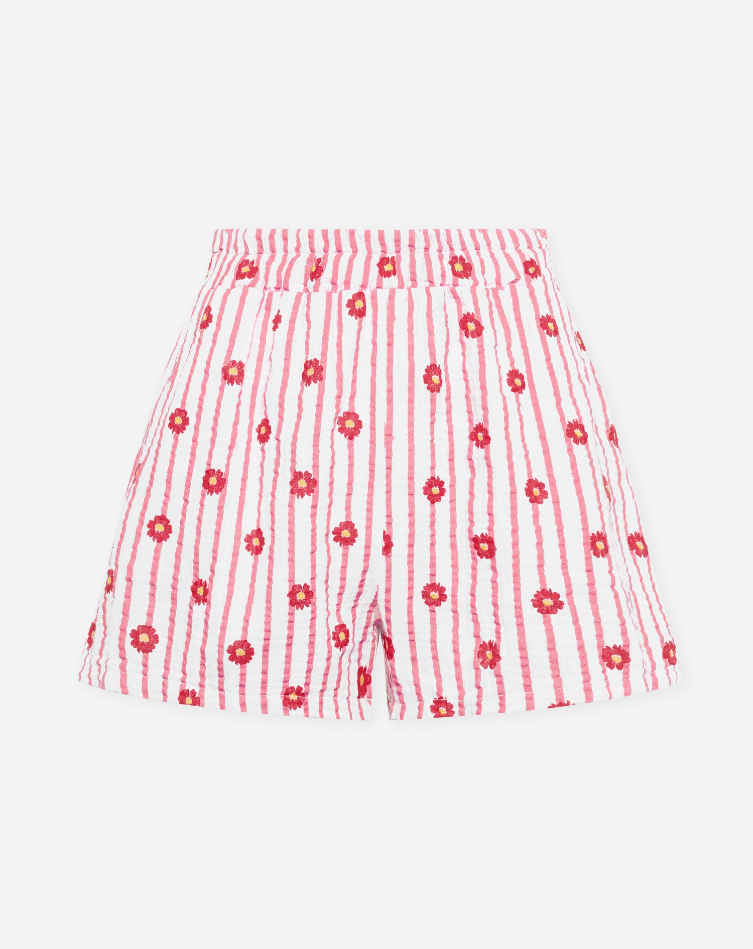 FLOWER STRIPE MOUSSELINE SHORTS PINK