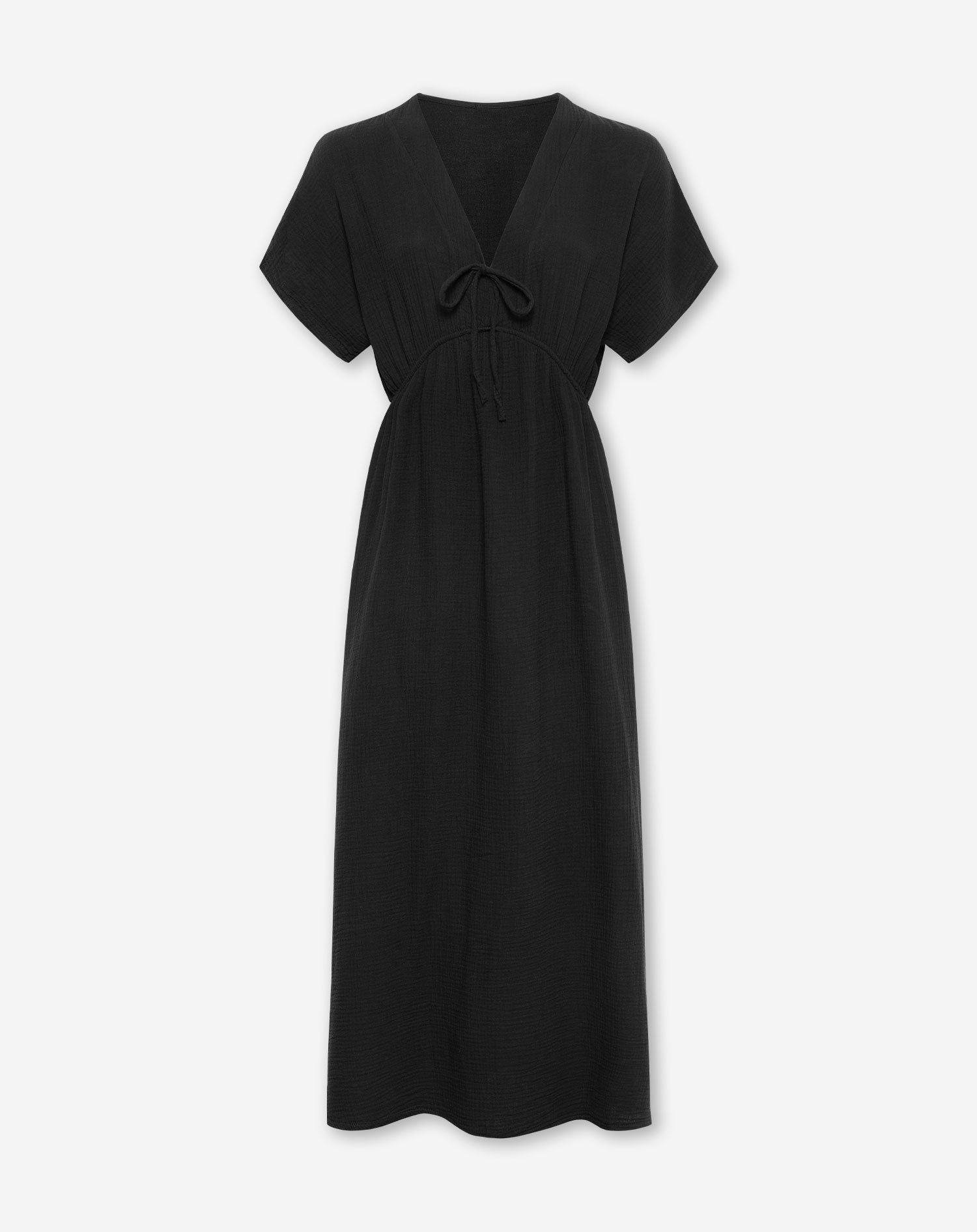 MOUSSELINE BOW MAXI DRESS ZWART