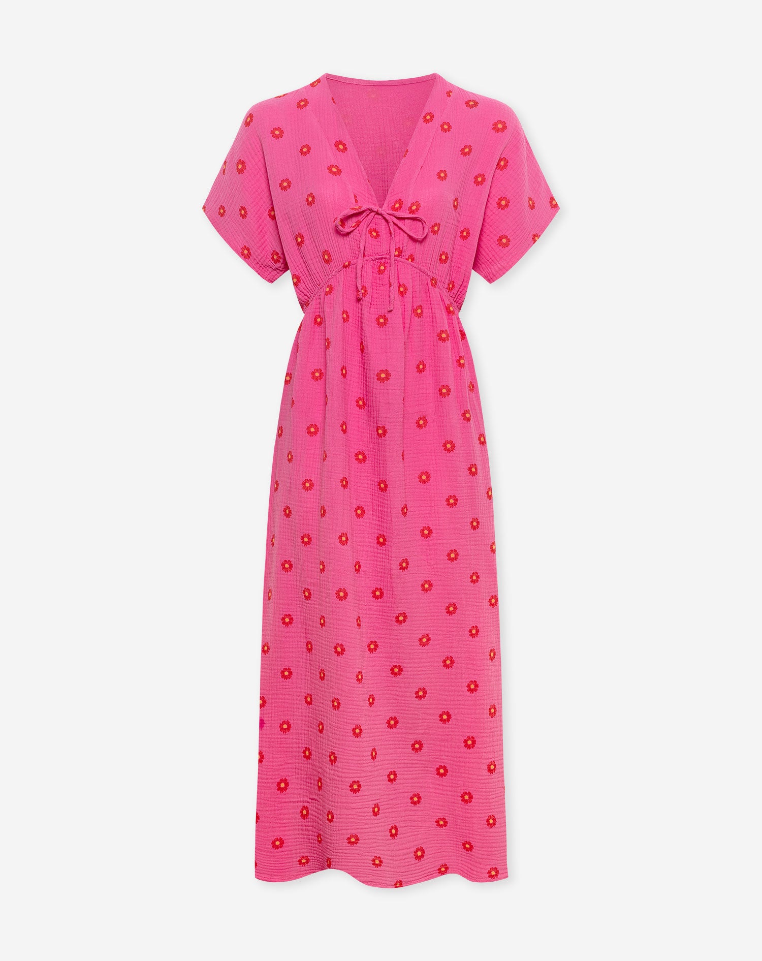 MOUSSELINE FLOWER BOW MAXI DRESS ROZE