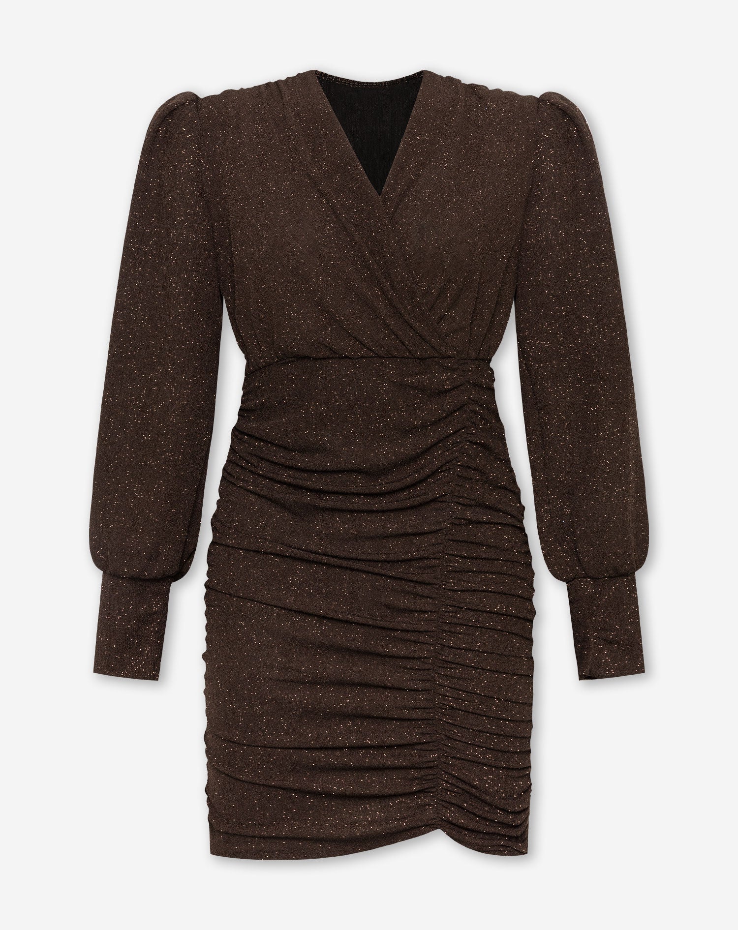 MAE CRINKLE GLITTER DRESS BROWN
