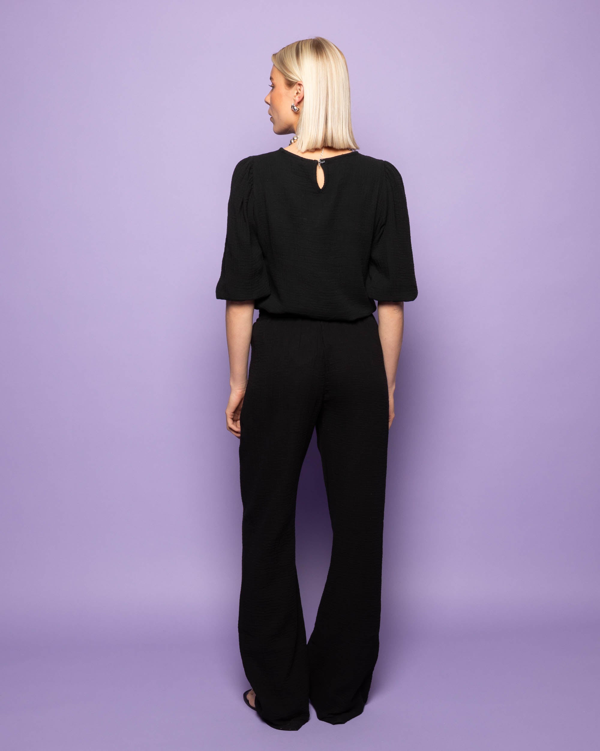 MELODY MOUSSELINE STRAIGHT LEG PANTS PETITE BLACK