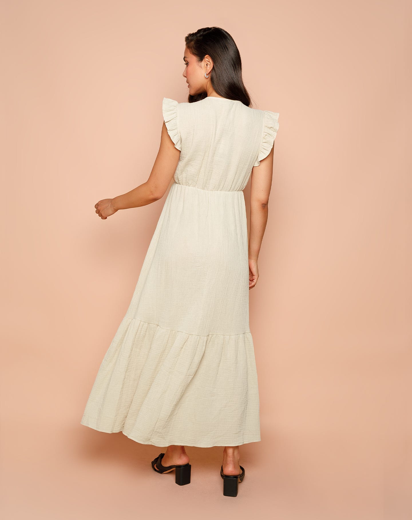 MALANI MOUSSELINE MAXI DRESS BEIGE