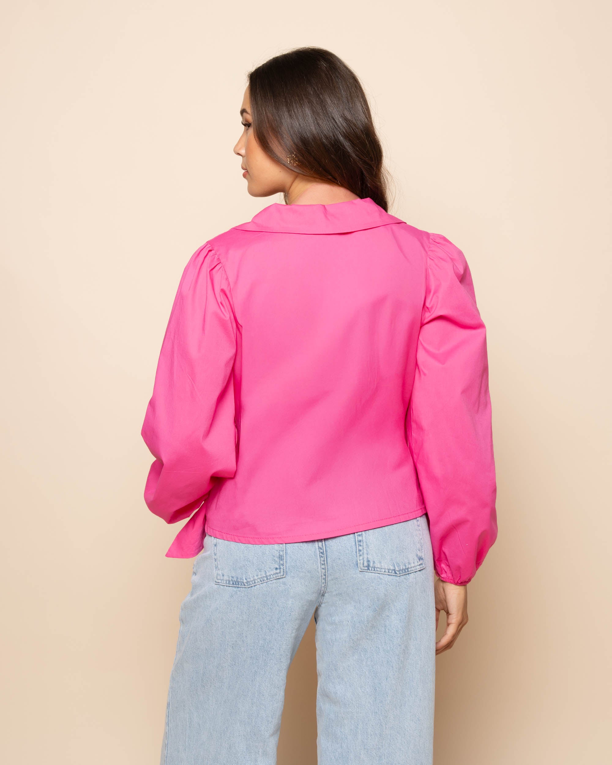 POPLIN WRAP BUCKLE BLOUSE PINK