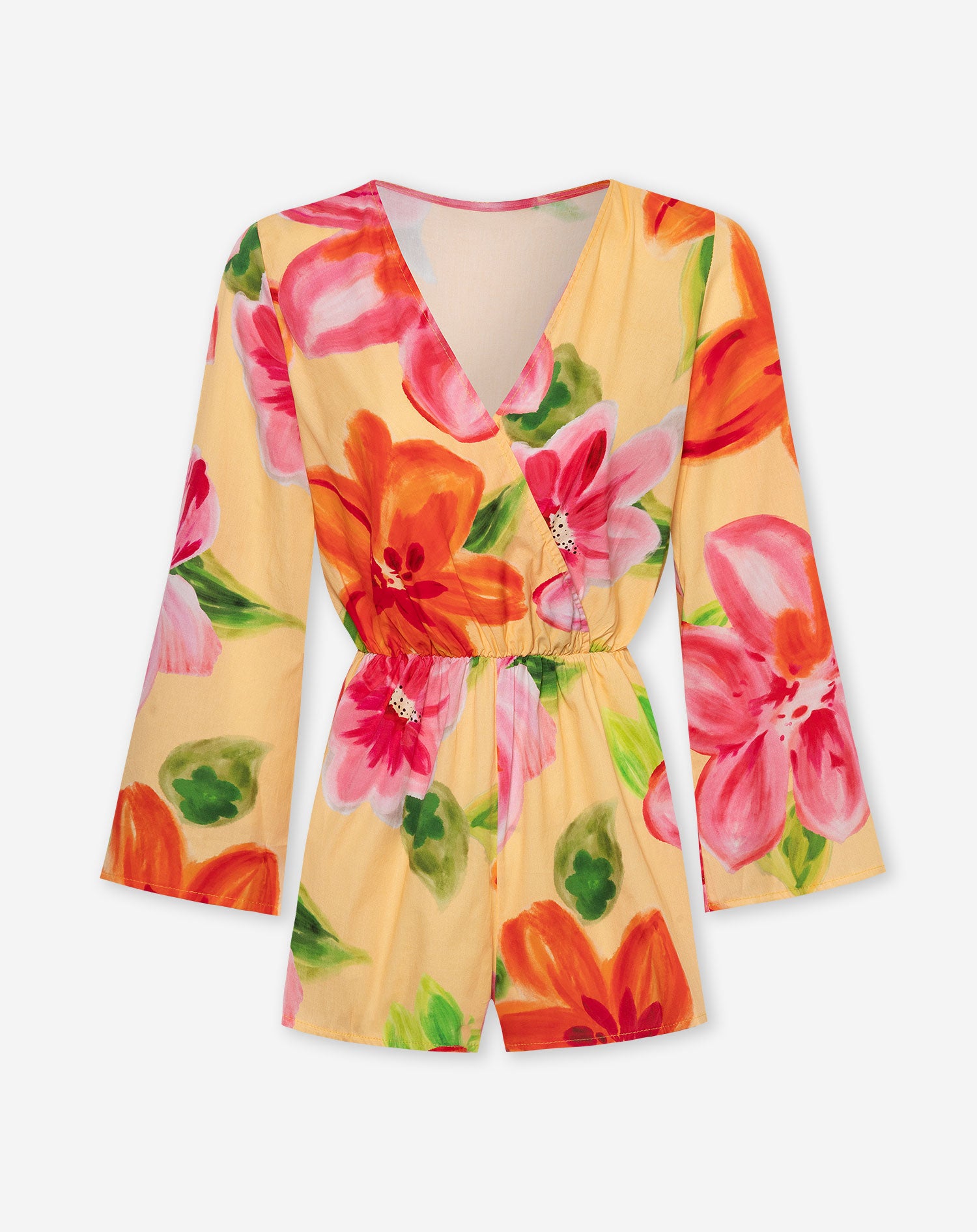 TROPICAL FLOWER PLAYSUIT YELLOW