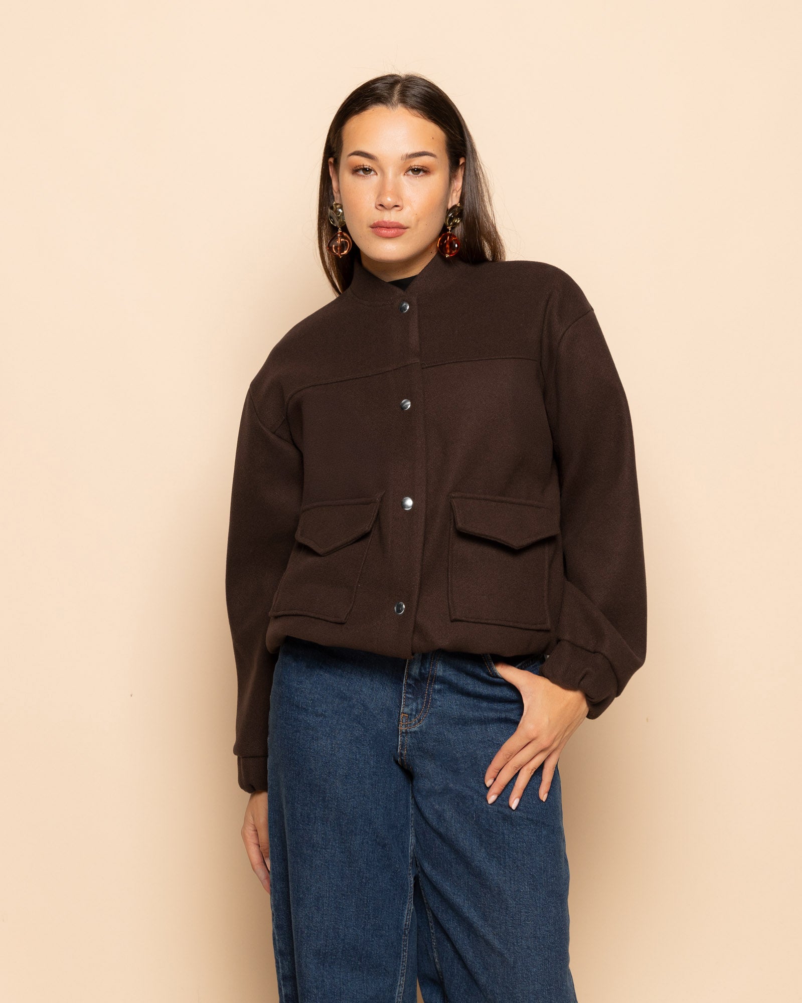 GRACIE BOMBER JACKET BROWN