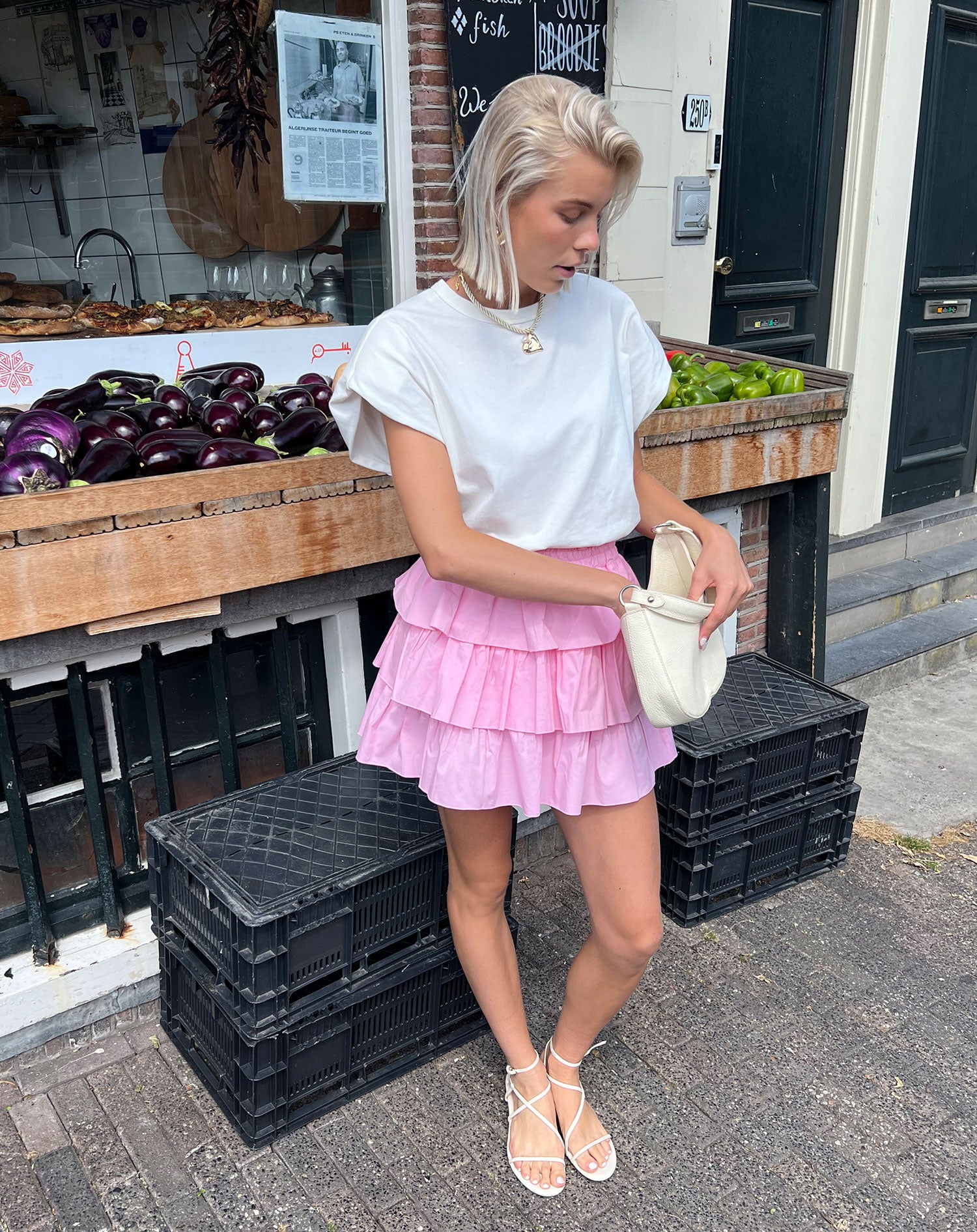 BREA POPLIN RUFFLE SKIRT PINK