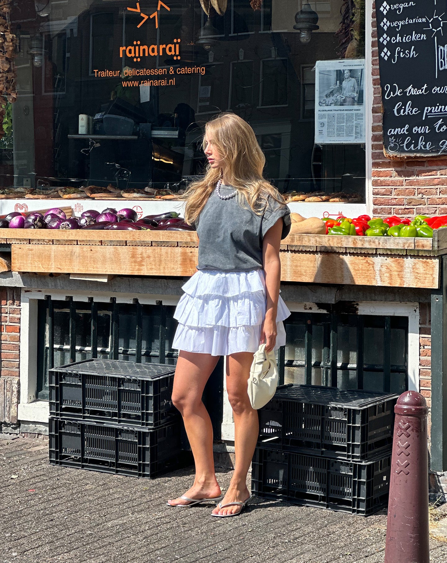 BREA POPLIN RUFFLE SKIRT WHITE