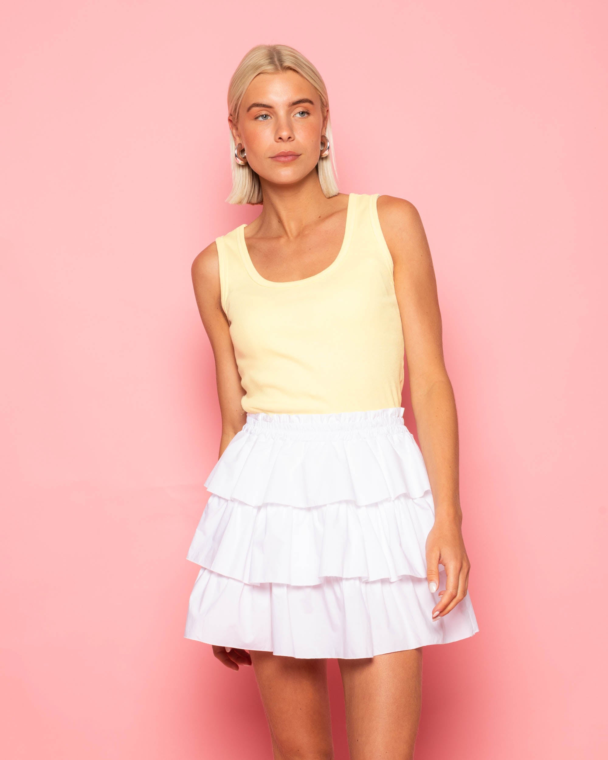 BREA POPLIN RUFFLE SKIRT WHITE