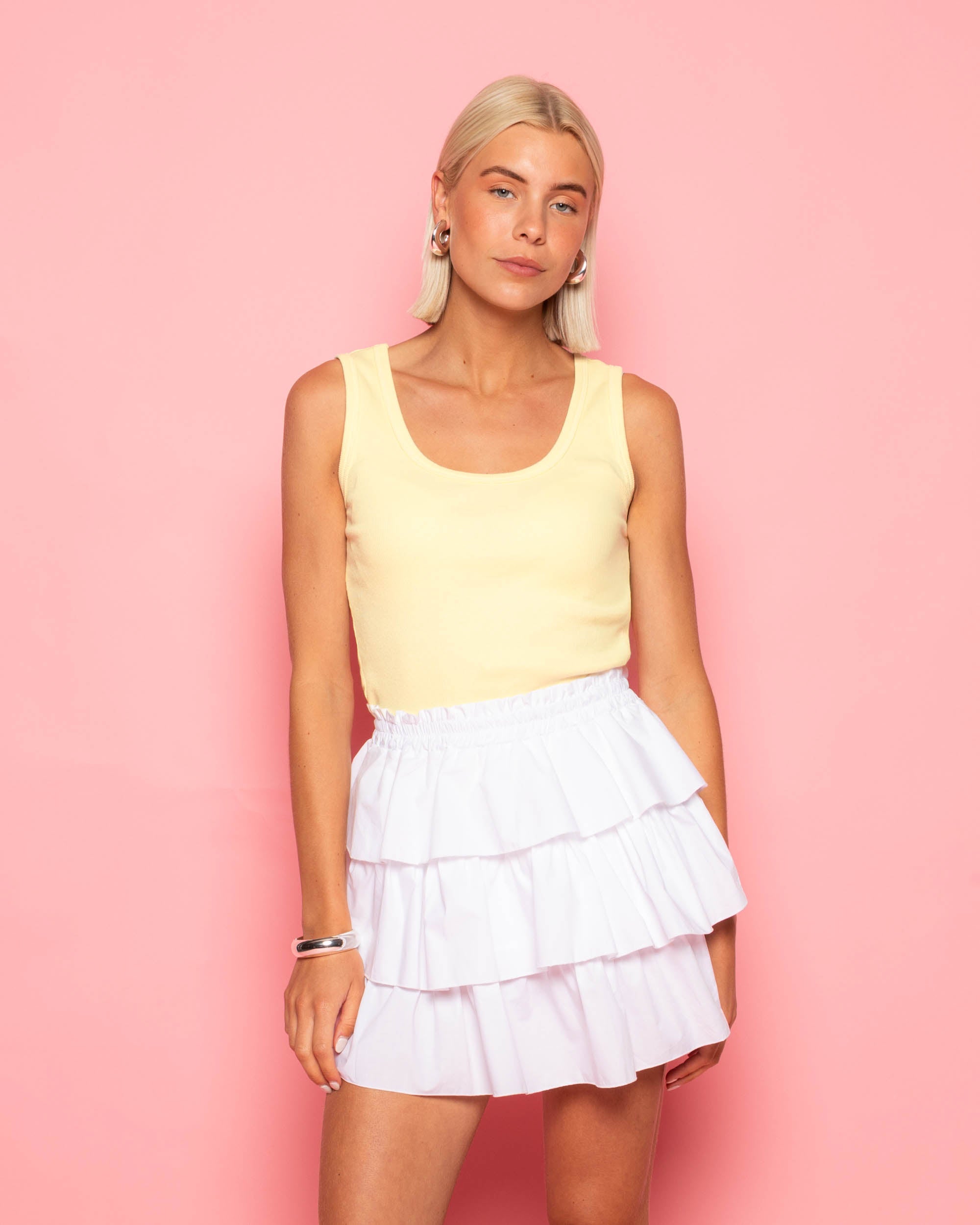 BREA POPLIN RUFFLE SKIRT WHITE