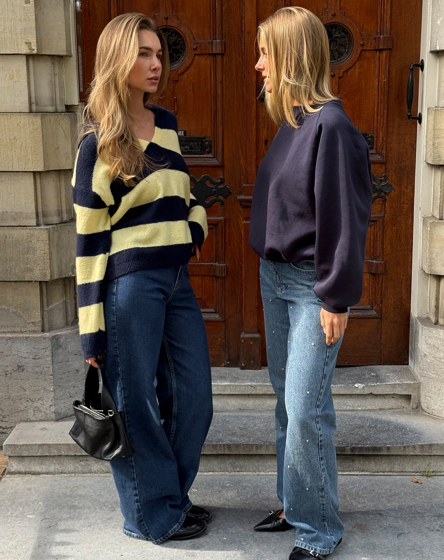 KNITTED STRIPE POLO NAVY