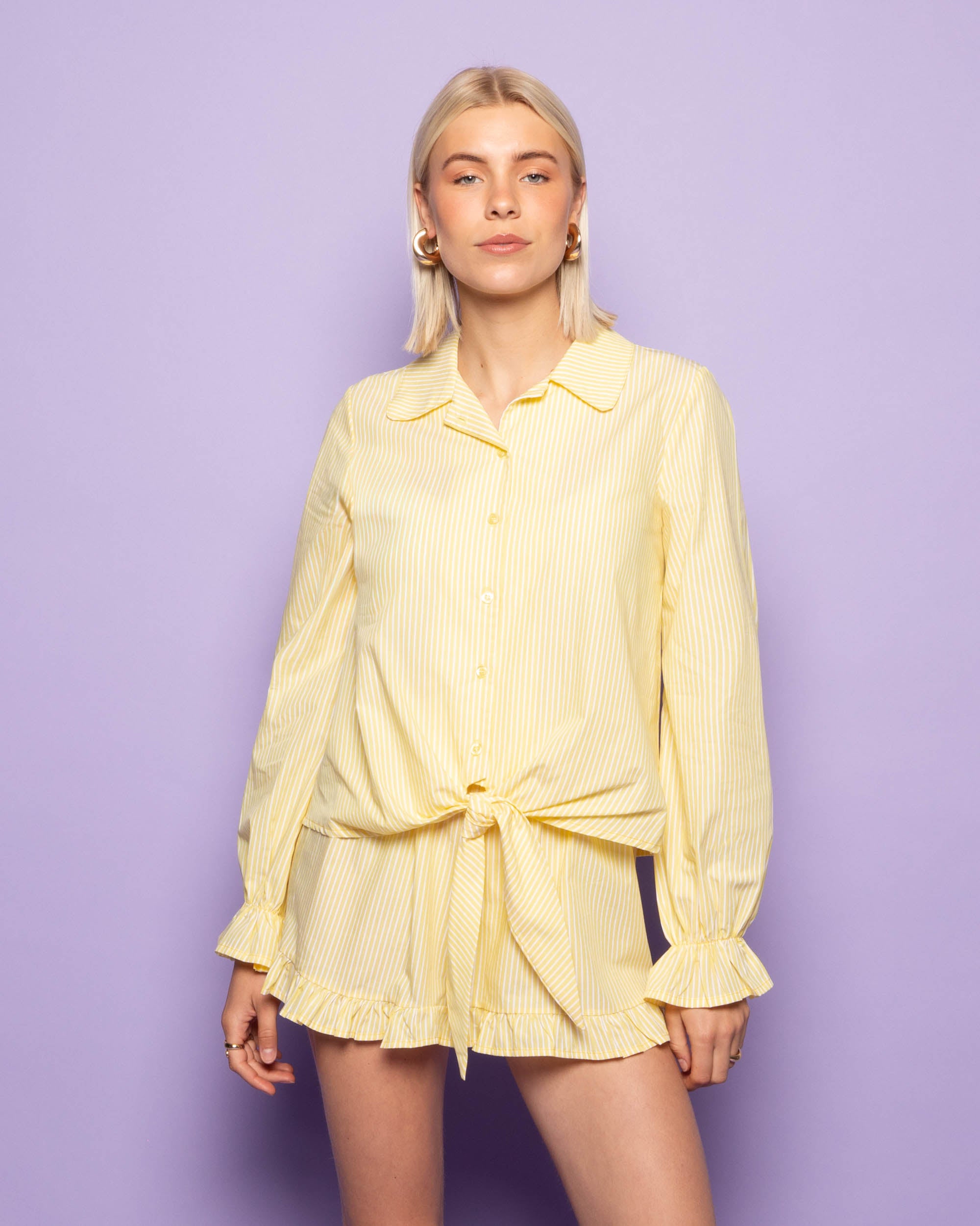 ANNE STRIPE KNOT BLOUSE YELLOW