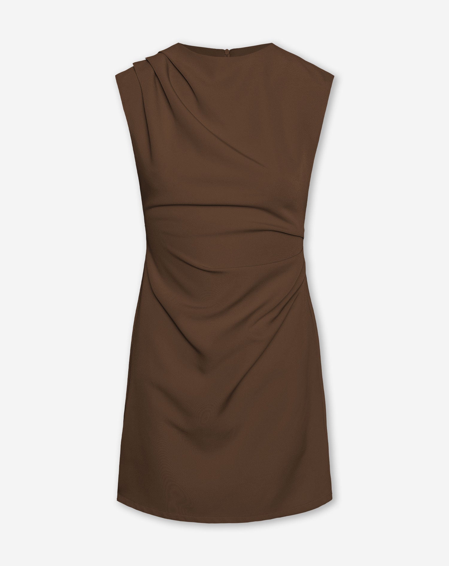 SOFIA RUCHED DRESS TALL BROWN