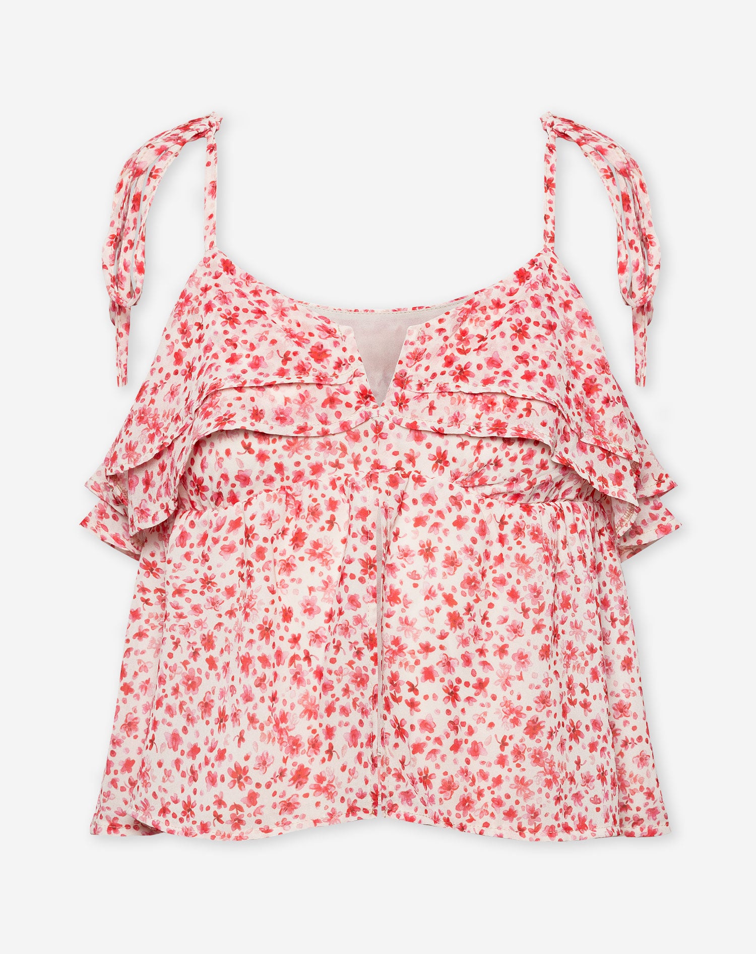 Top in het lichtroze met bloemenpatroon