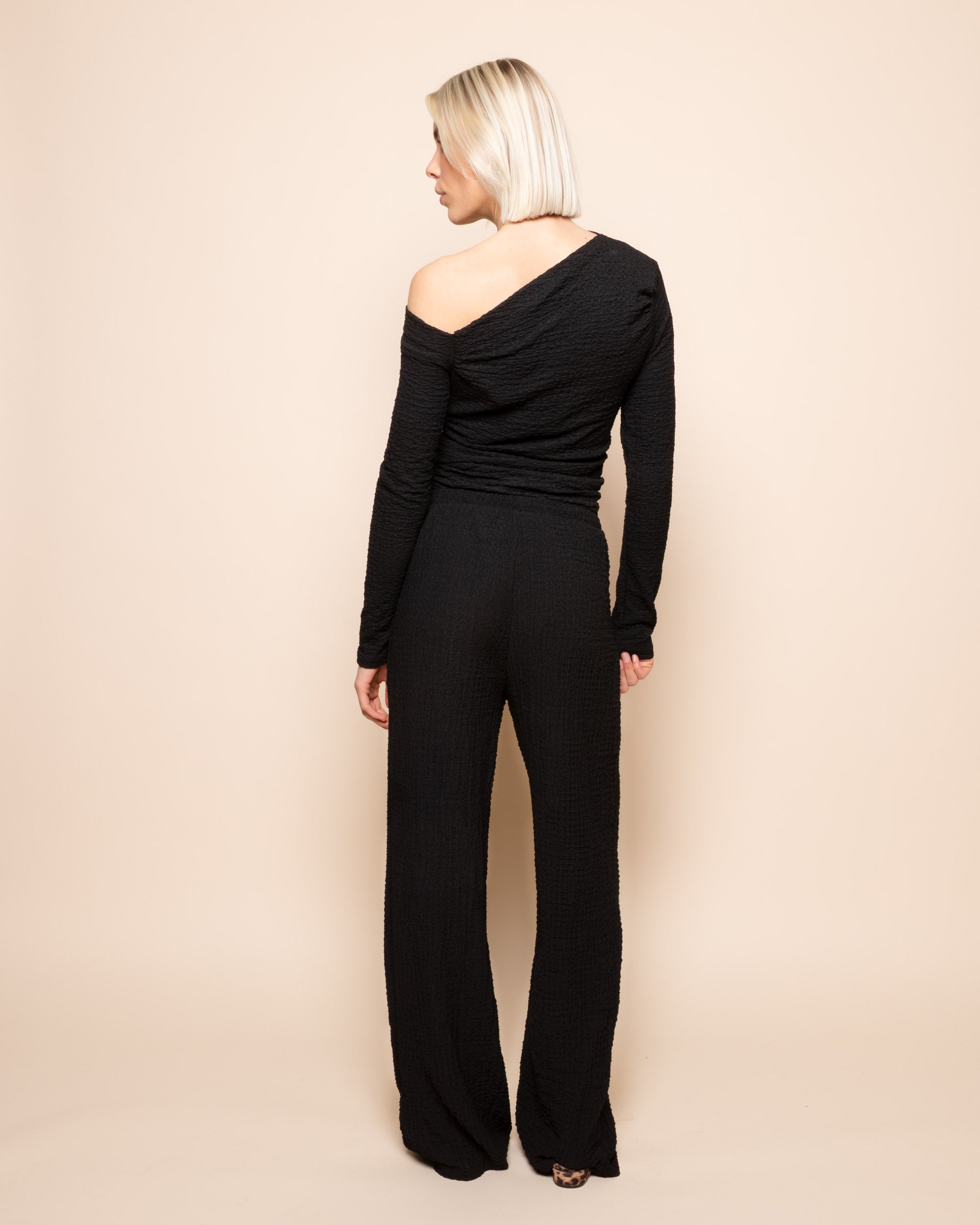 STRUCTURE STRAIGHT LEG PANTS ZWART