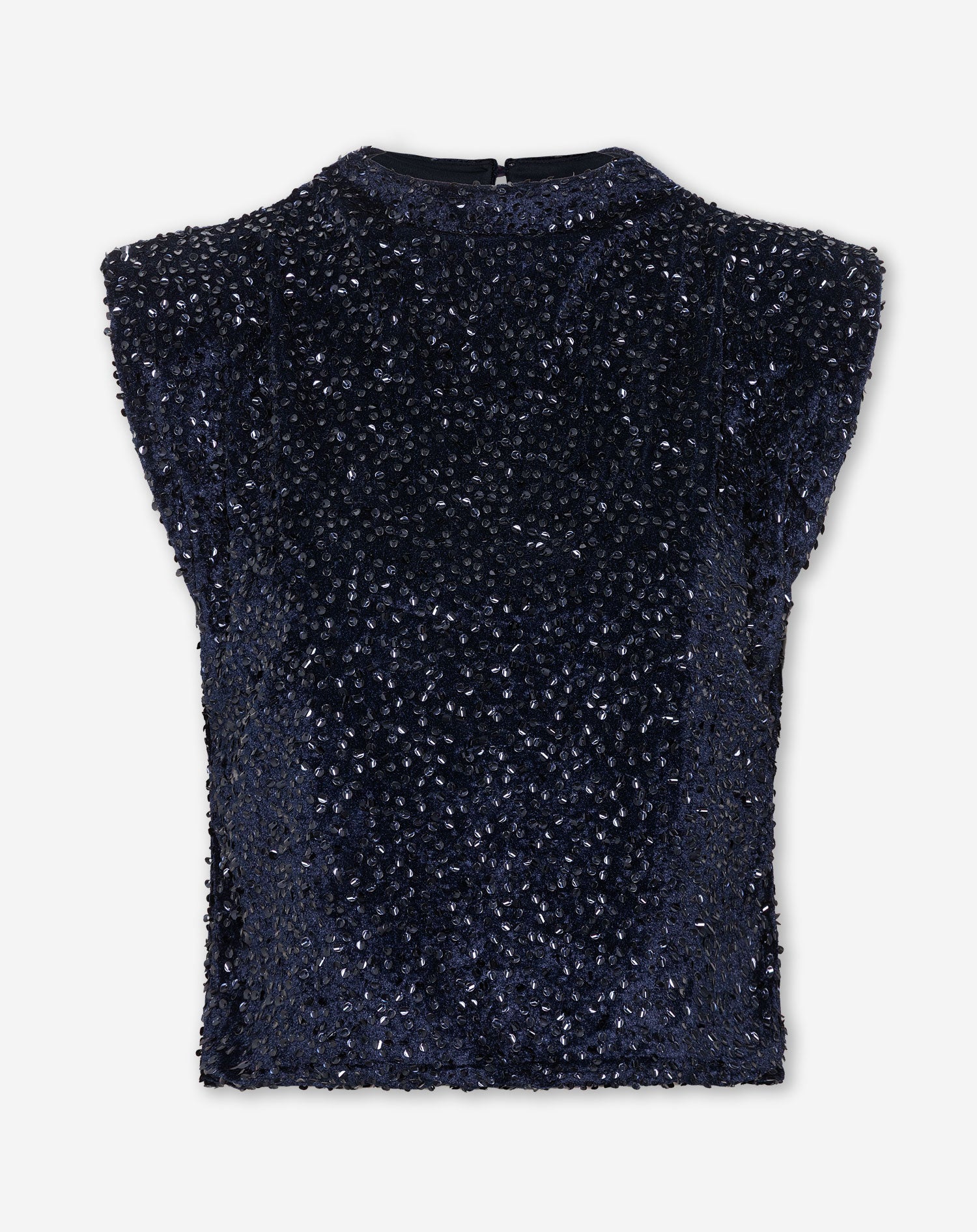 PHOEBE VELVET SEQUINS TOP NAVY
