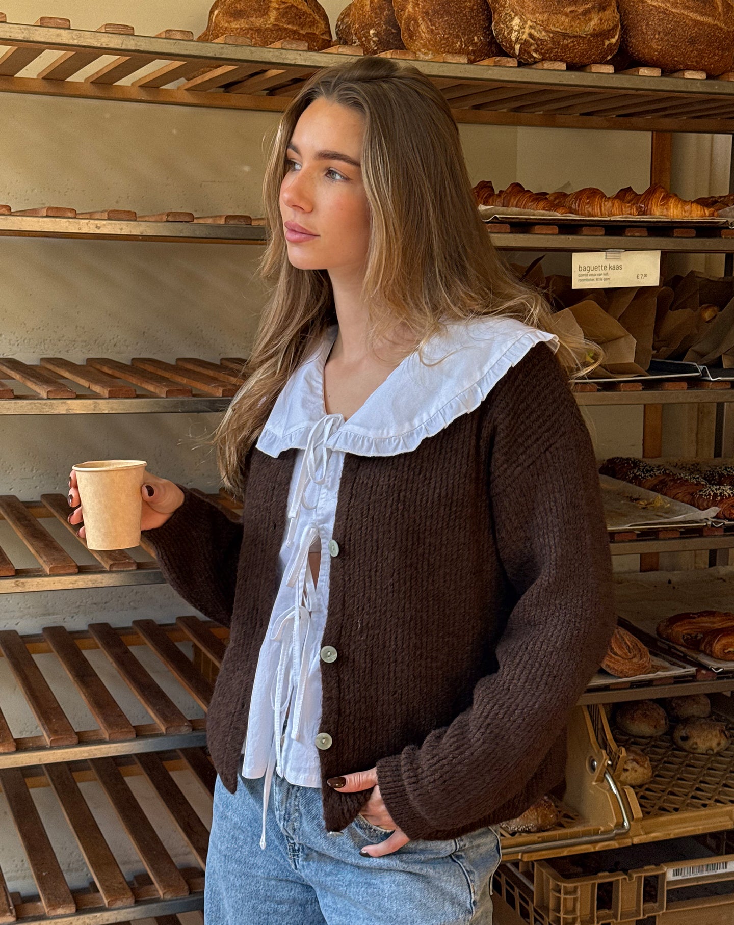 AMARA BOUCLE CARDIGAN BROWN