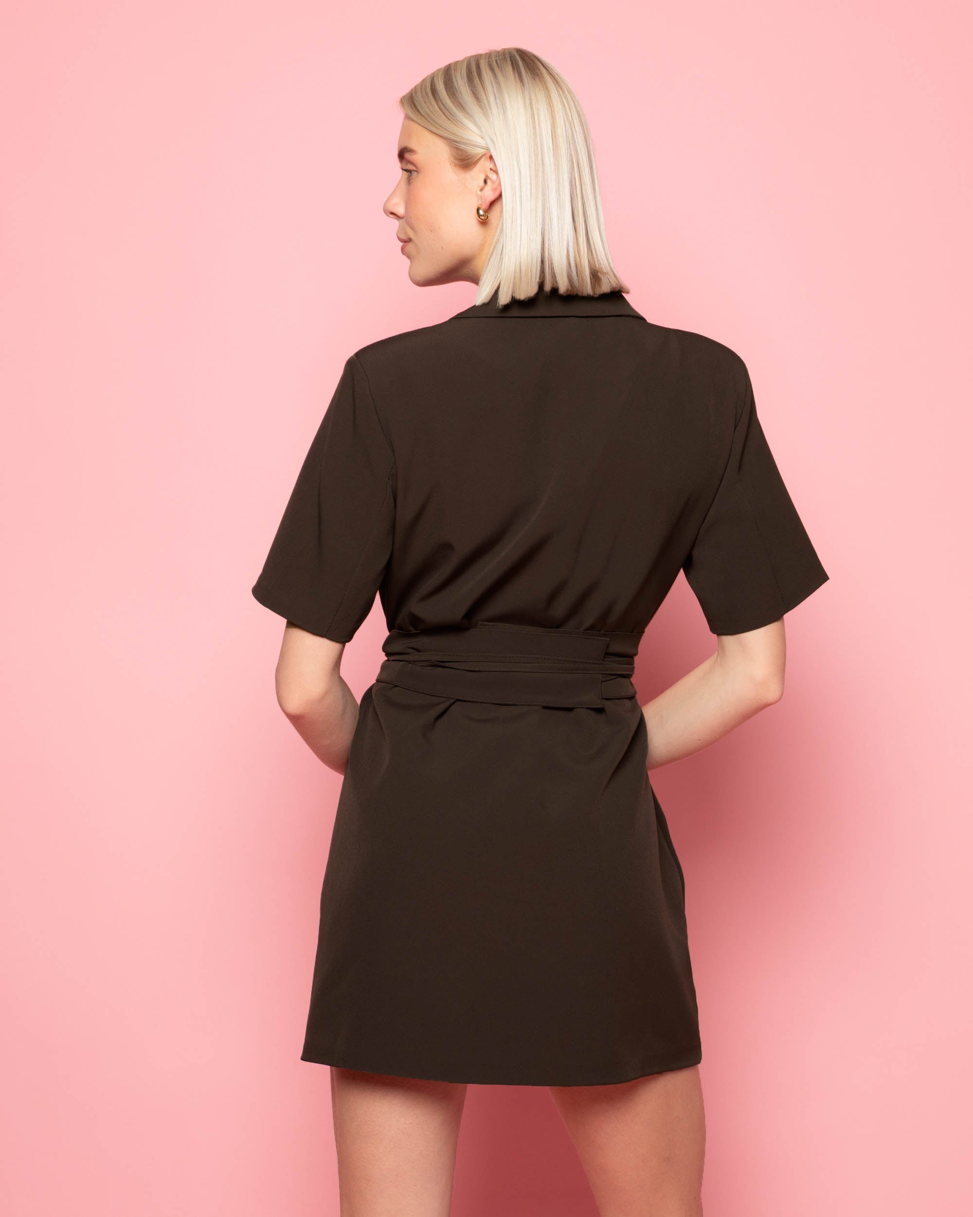 SADIE SHORT SLEEVE BLAZER DRESS BRUIN